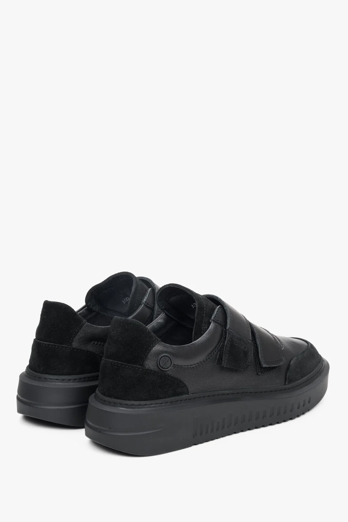 Czarne skórzane sneakersy damskie na rzepy Estro ER00111788 - Image 11