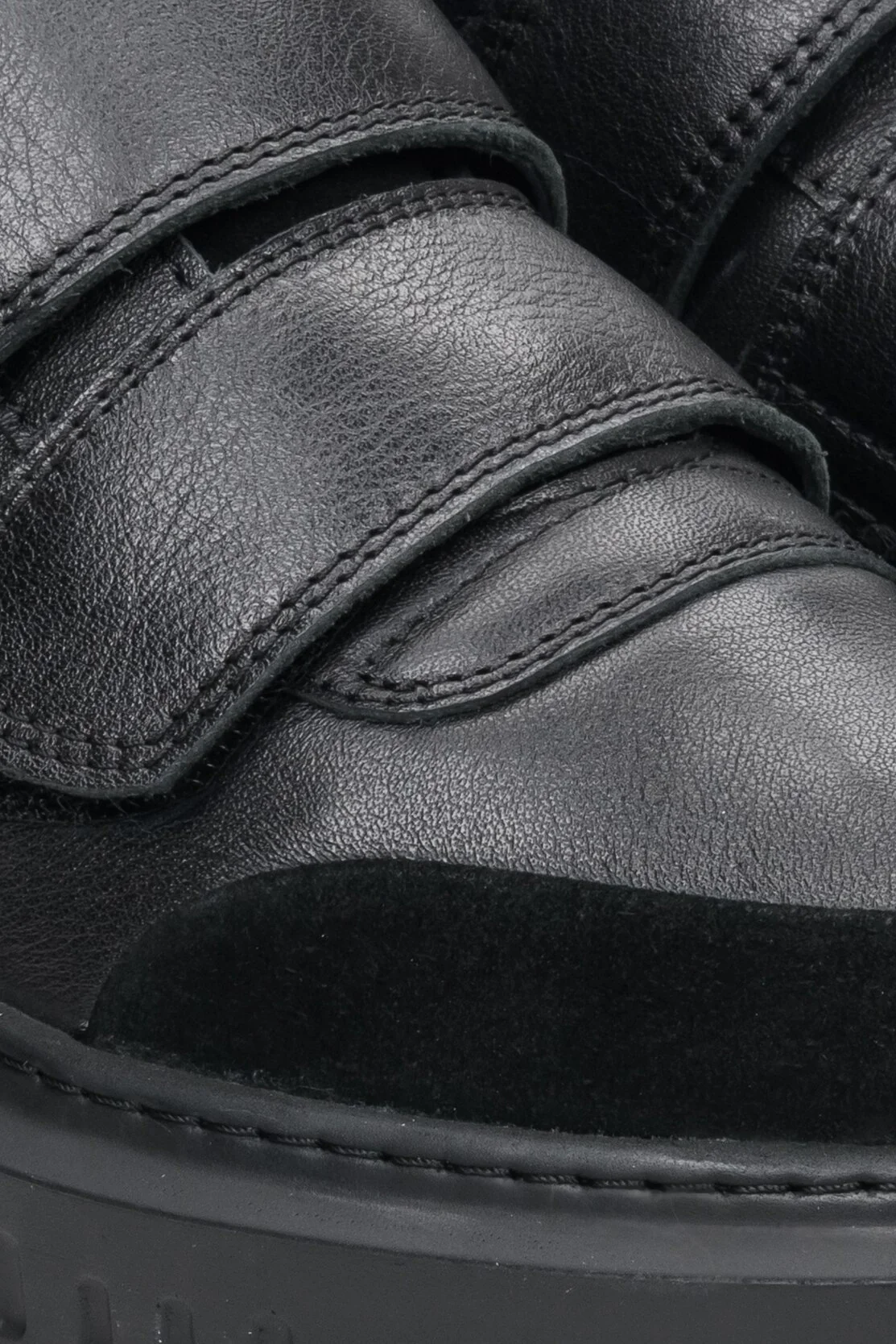 Czarne skórzane sneakersy damskie na rzepy Estro ER00111788 - Image 8