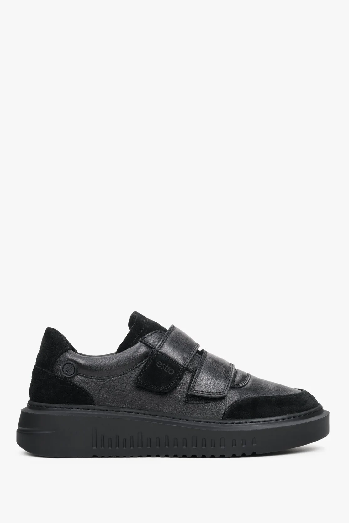 Czarne skórzane sneakersy damskie na rzepy Estro ER00111788 - Image 9