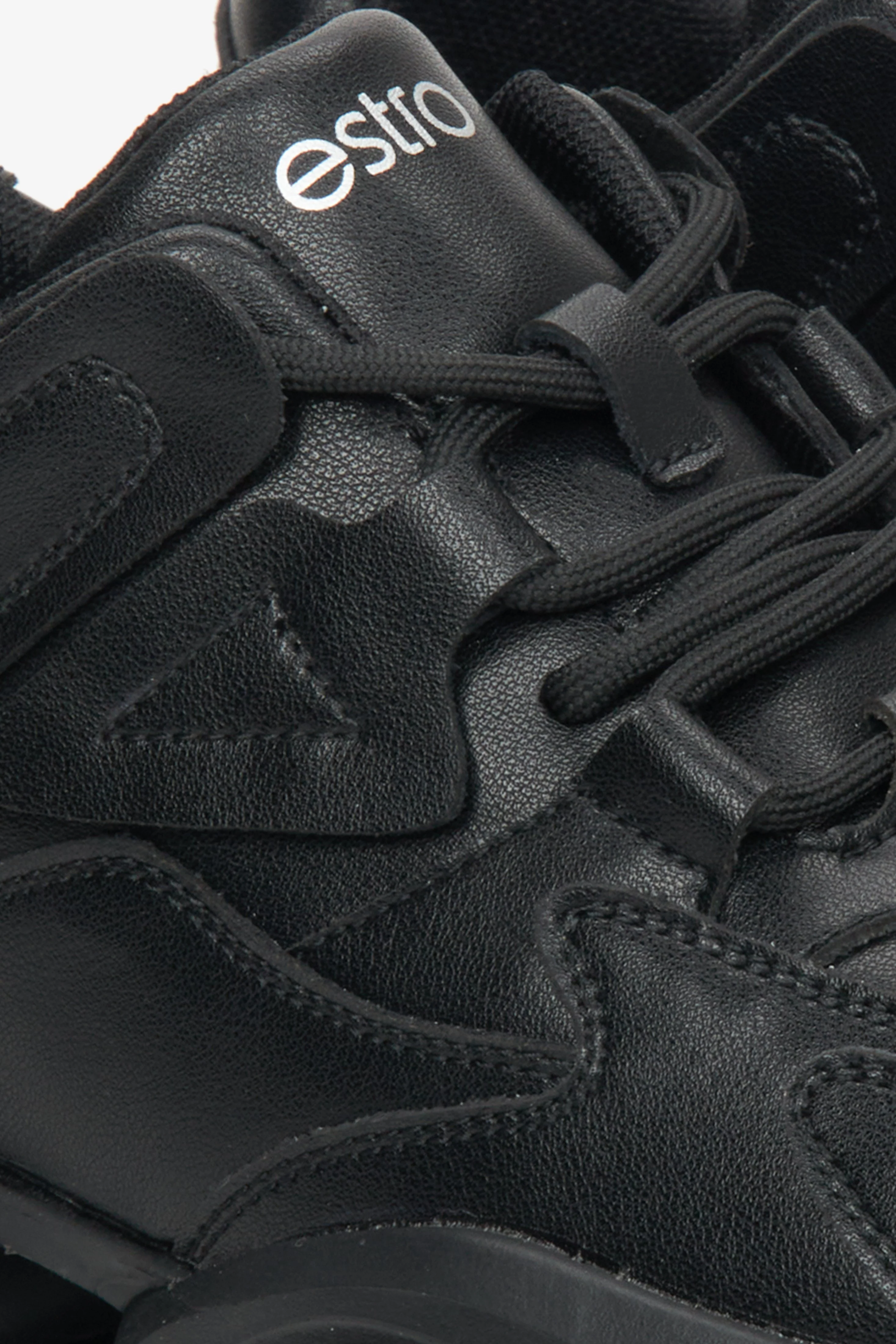 Czarne skórzane sneakersy damskie na grubej platformie Estro ER00112596 - Image 6