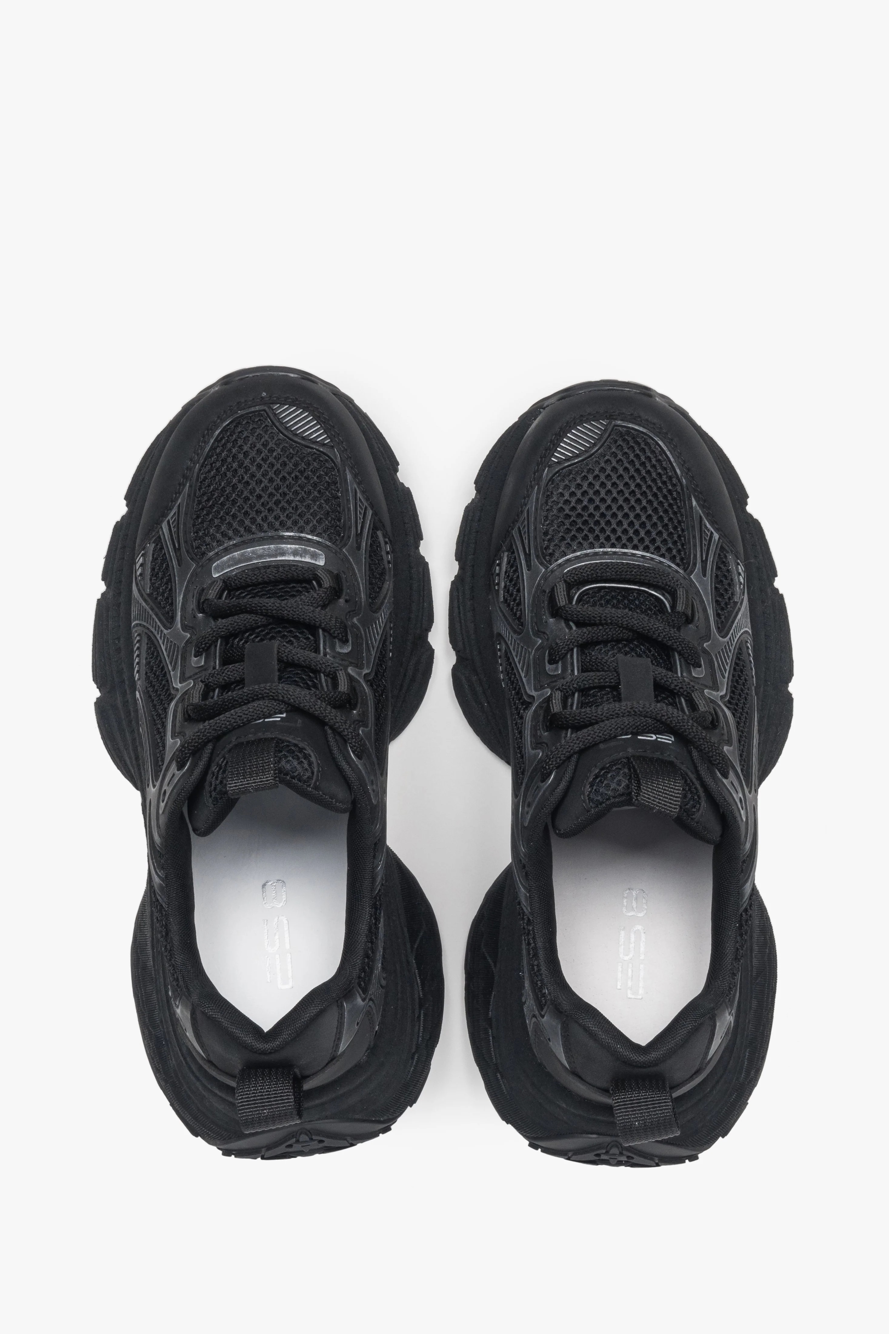 Czarne sportowe sneakersy damskie z ekoskóry i siateczki ES8 ER00116891 - Image 4