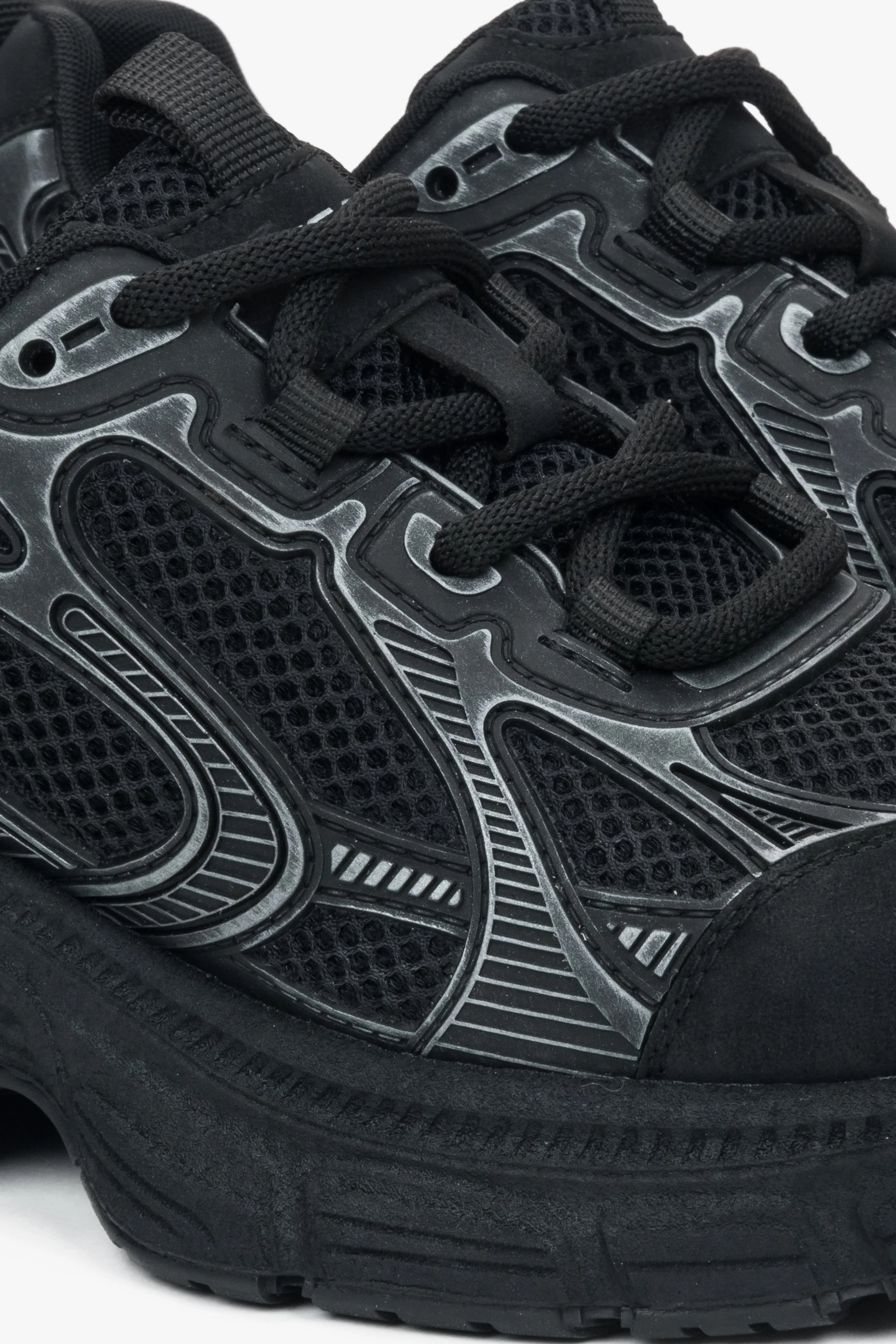 Czarne sportowe sneakersy damskie z ekoskóry i siateczki ES8 ER00116891 - Image 6
