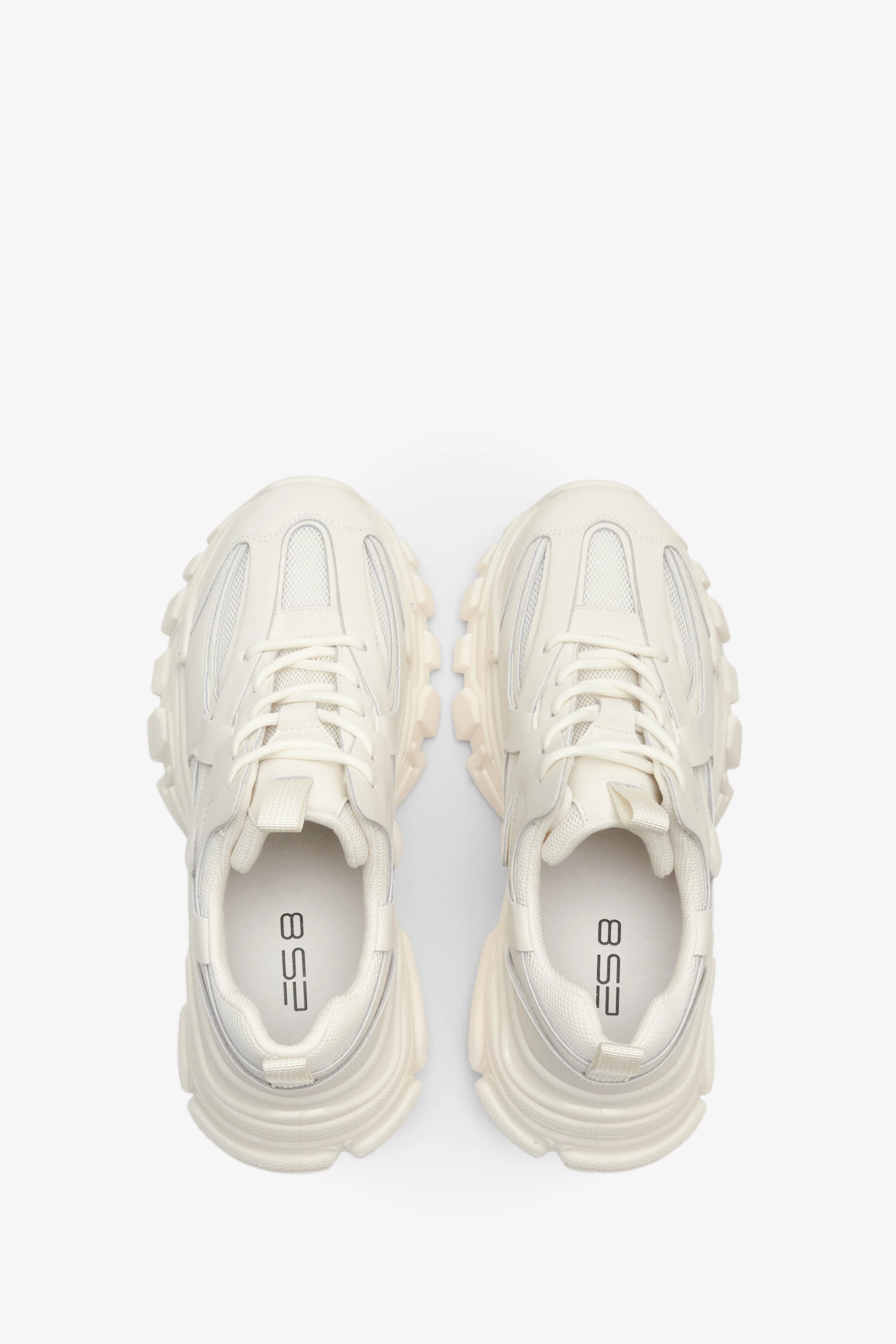 Jasnobeżowe sneakersy damskie na grubej podeszwie ES8 ER00112610 - Image 4