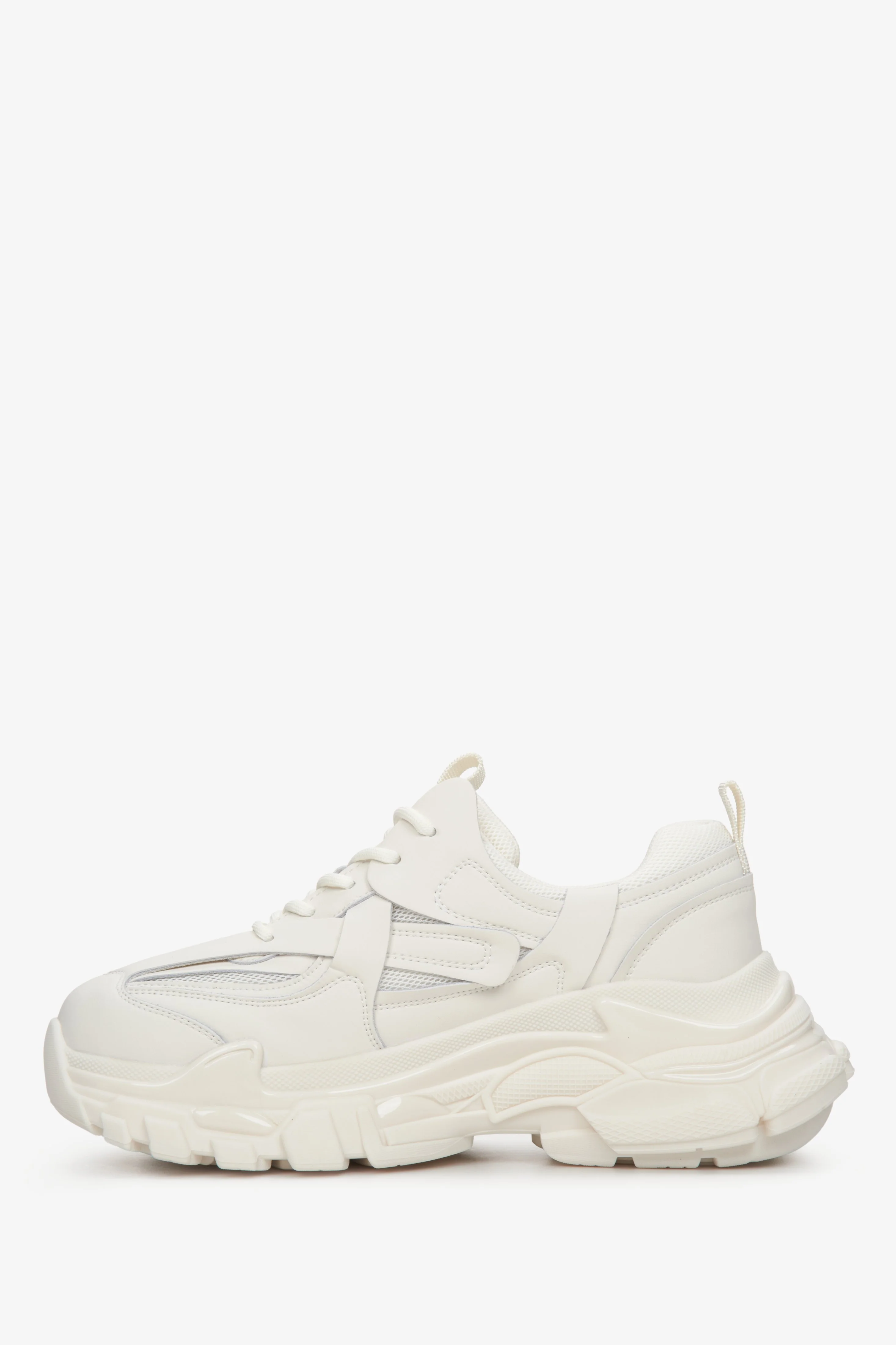 Jasnobeżowe sneakersy damskie na grubej podeszwie ES8 ER00112610 - Image 6