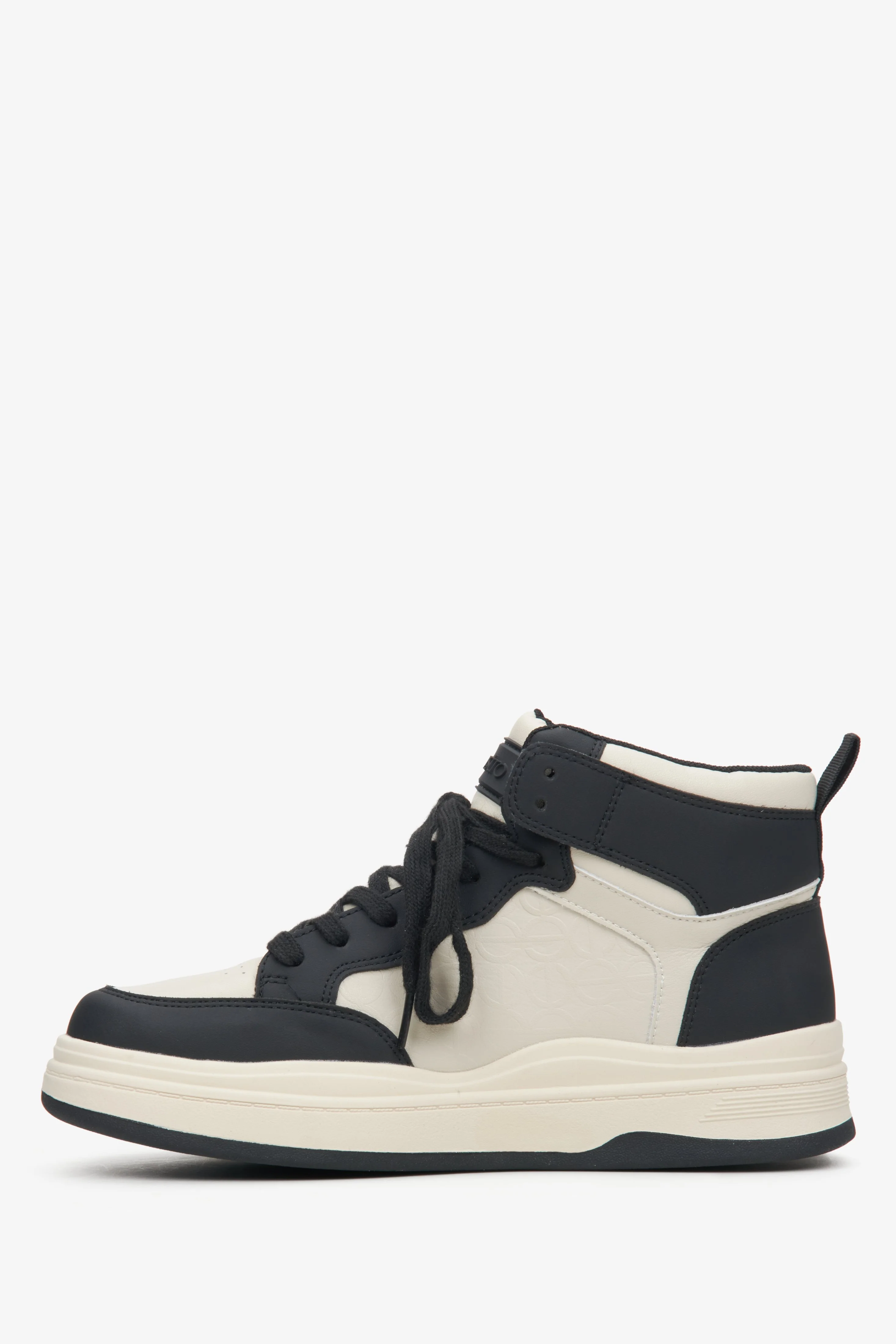 Beżowo-czarne wysokie sneakersy damskie ze skóry Estro ER00114291 - Image 4
