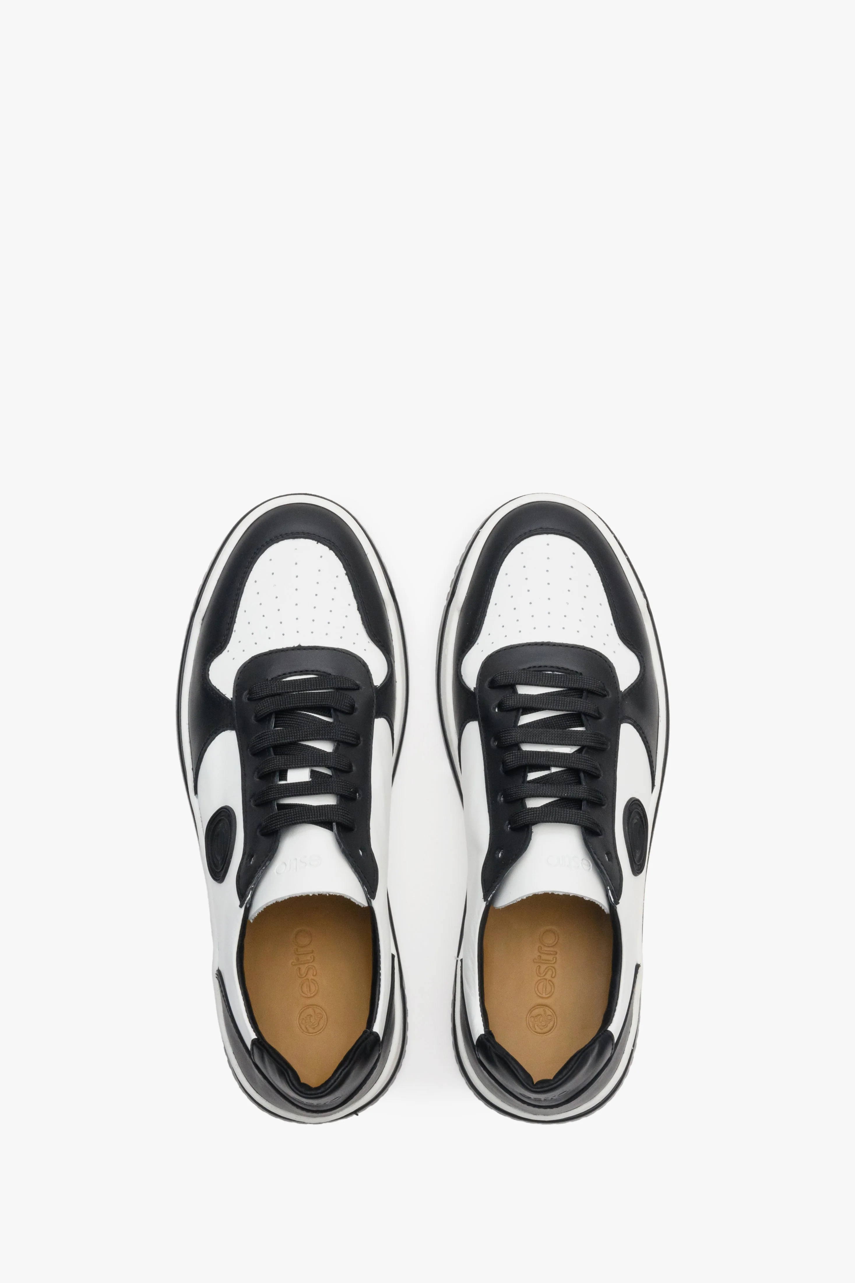 Biało-czarne sneakersy męskie z zamszu i skóry naturalniej Estro ER00112970 - Image 8