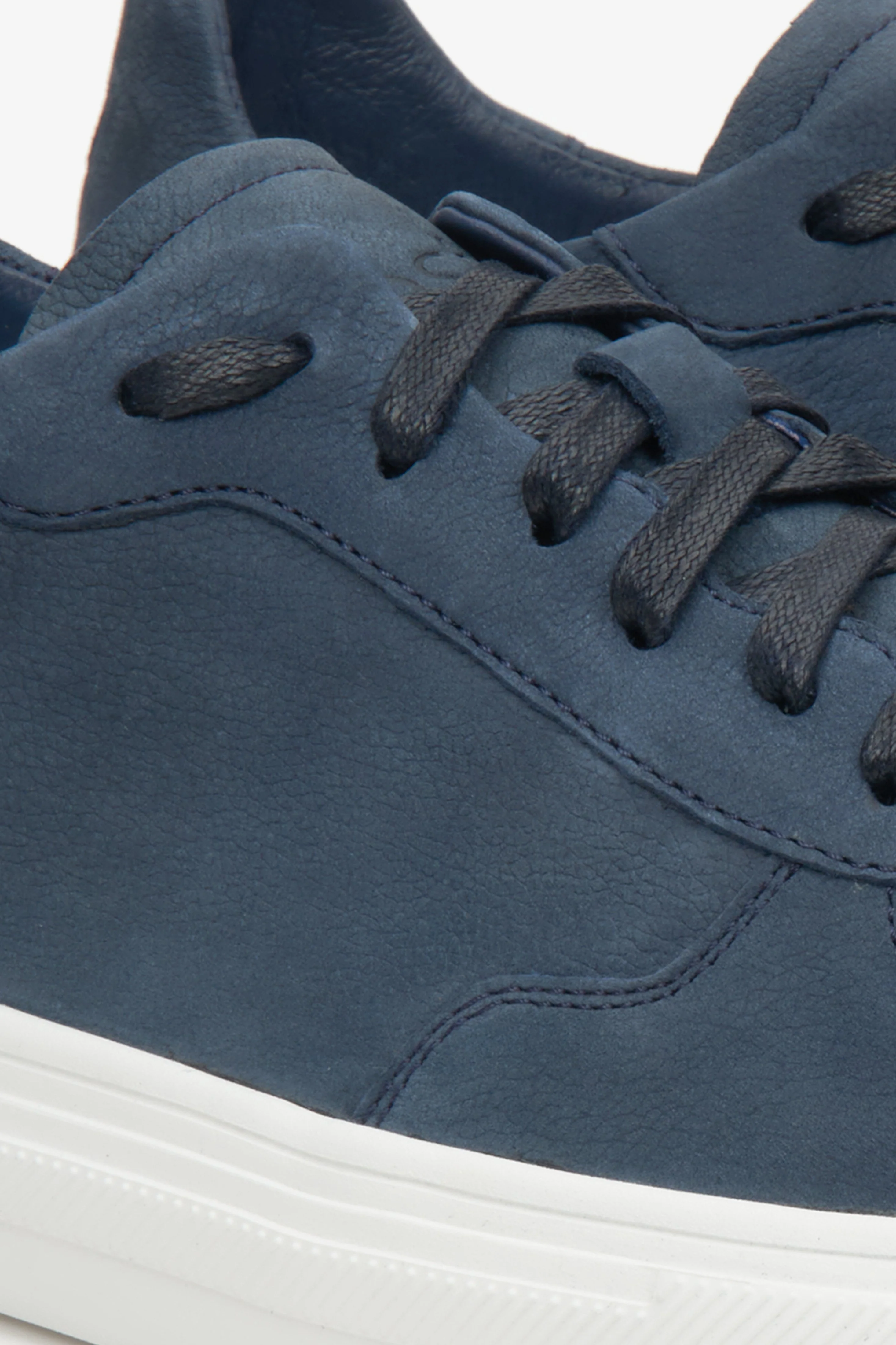 Niebieskie sneakersy męskie z nubuku na wiosnę Estro ER00112394 - Image 6