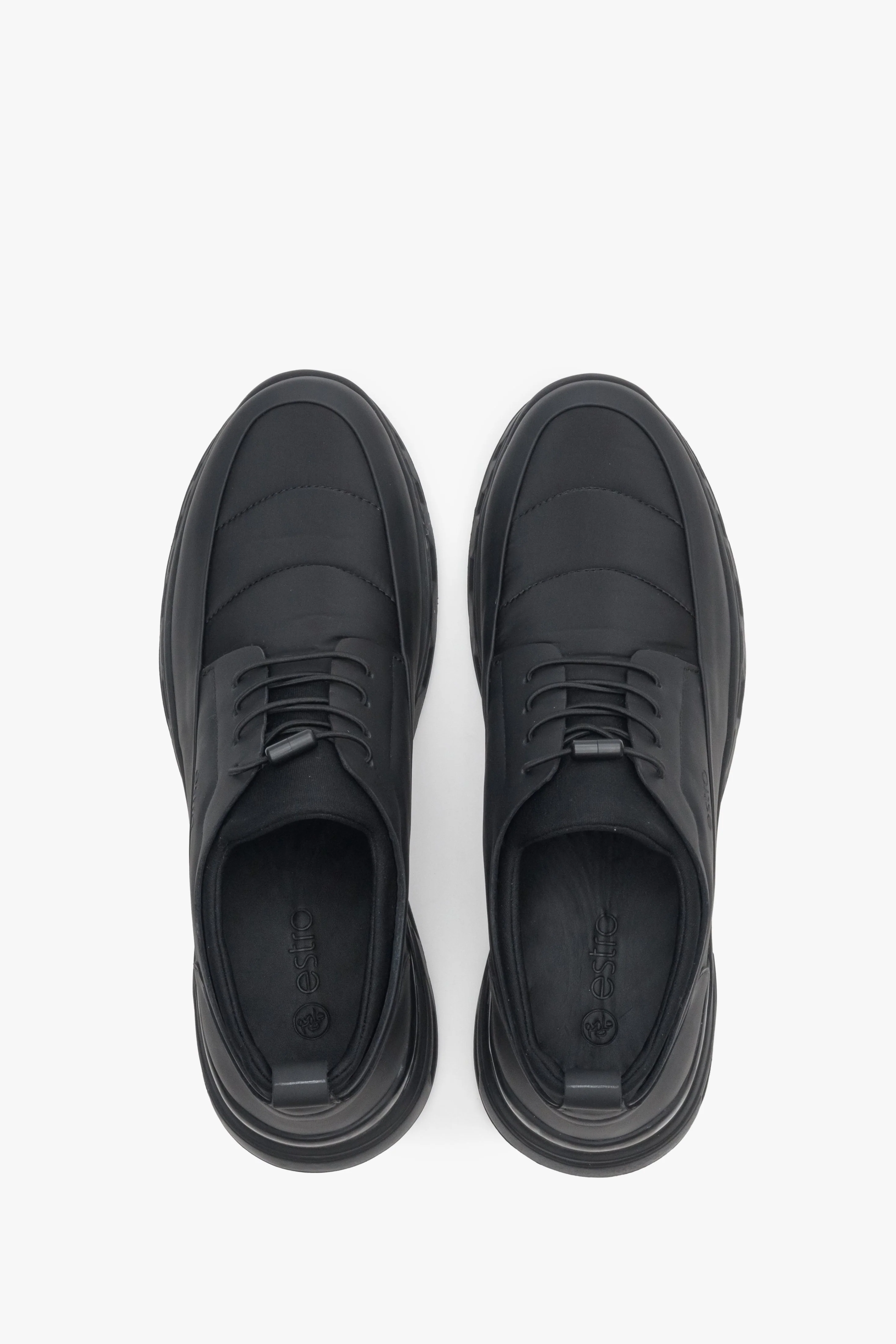 Miękkie sneakersy męskie w kolorze czarnym ze ściągaczem Estro ER00113803 - Image 4