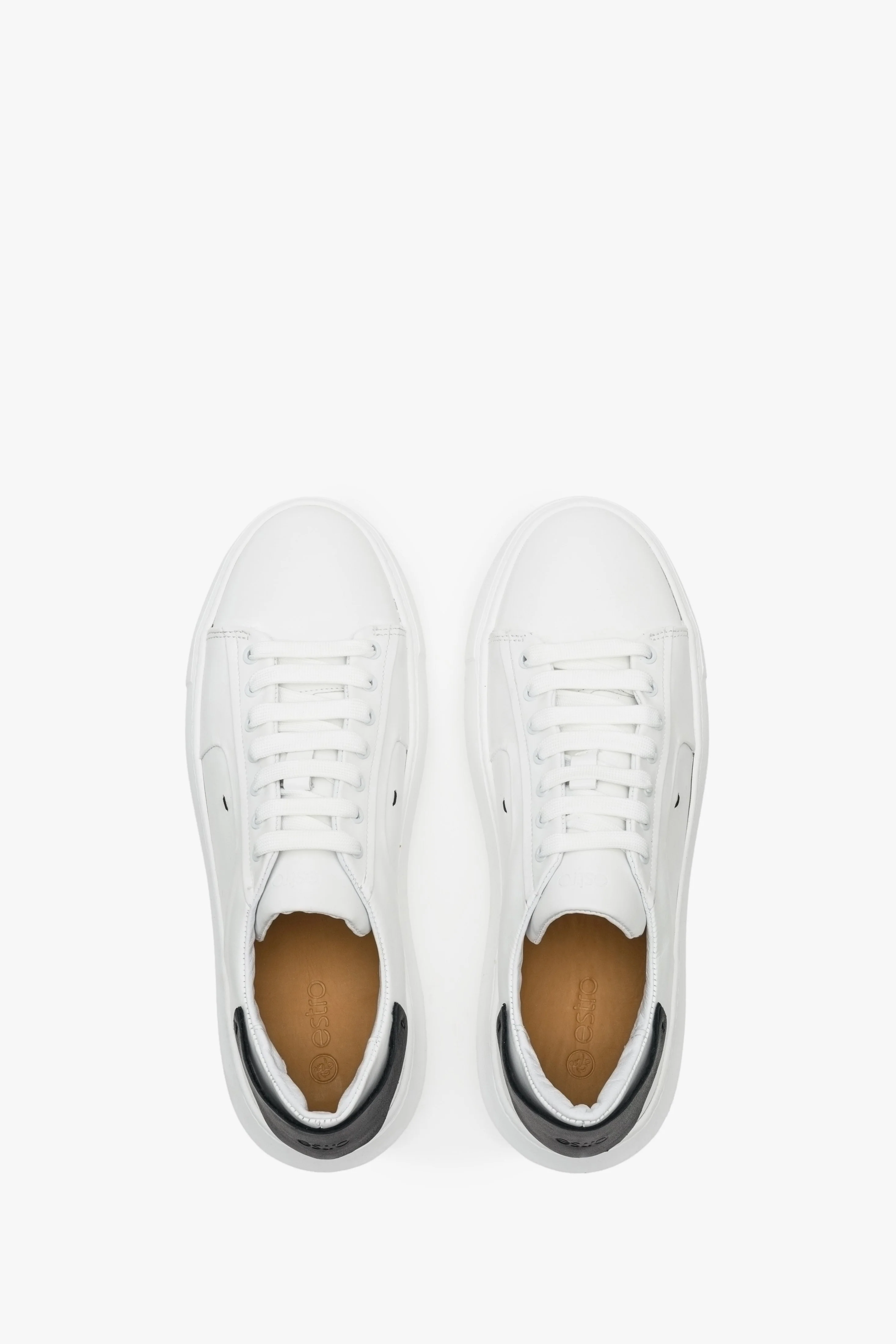 Biało-czarne sneakersy męskie ze skóry naturalnej Estro ER00111276 - Image 8