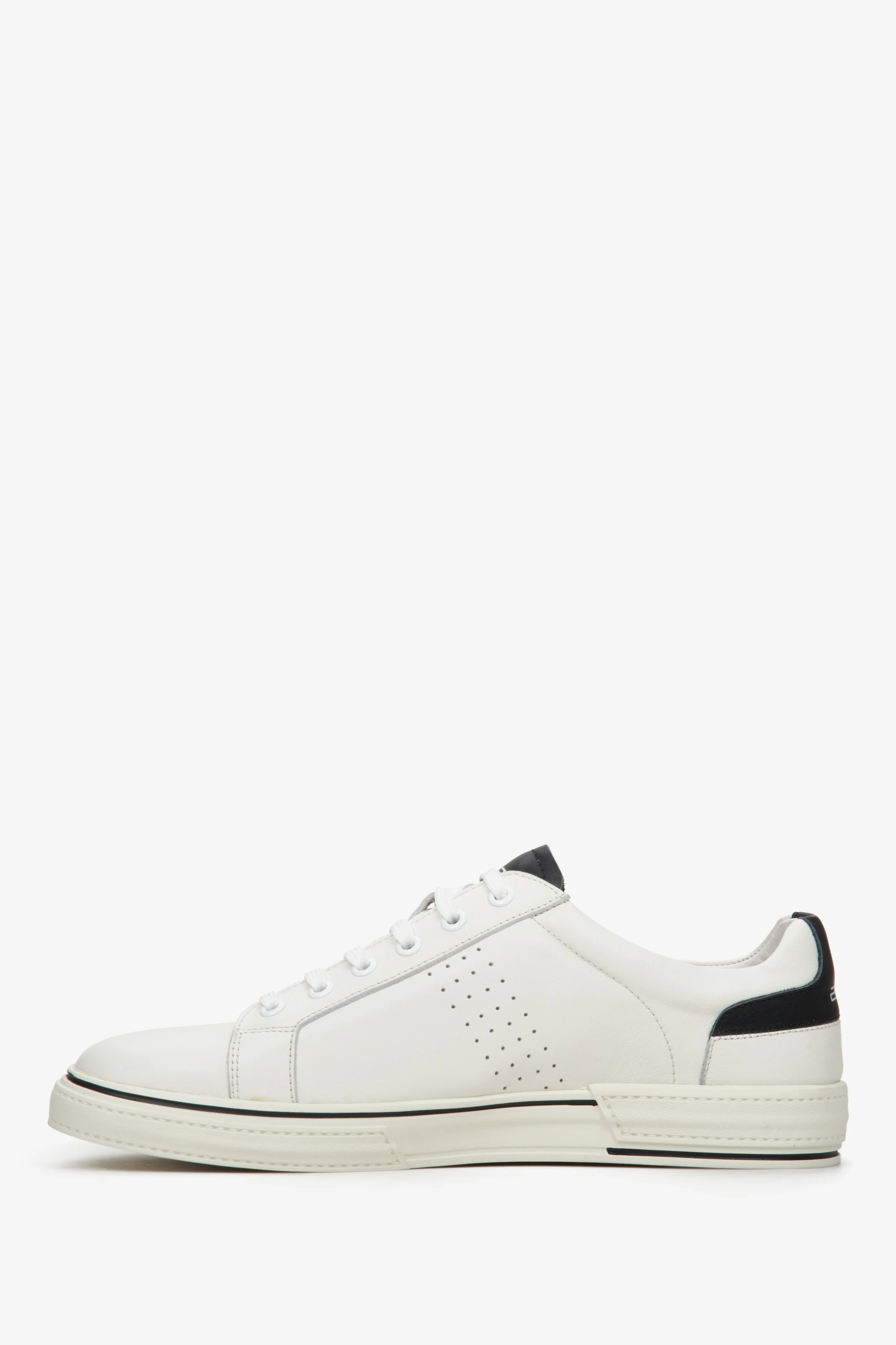 Biało-czarne sneakersy męskie ze skóry naturalnej ES8 ER00112549 - Image 3