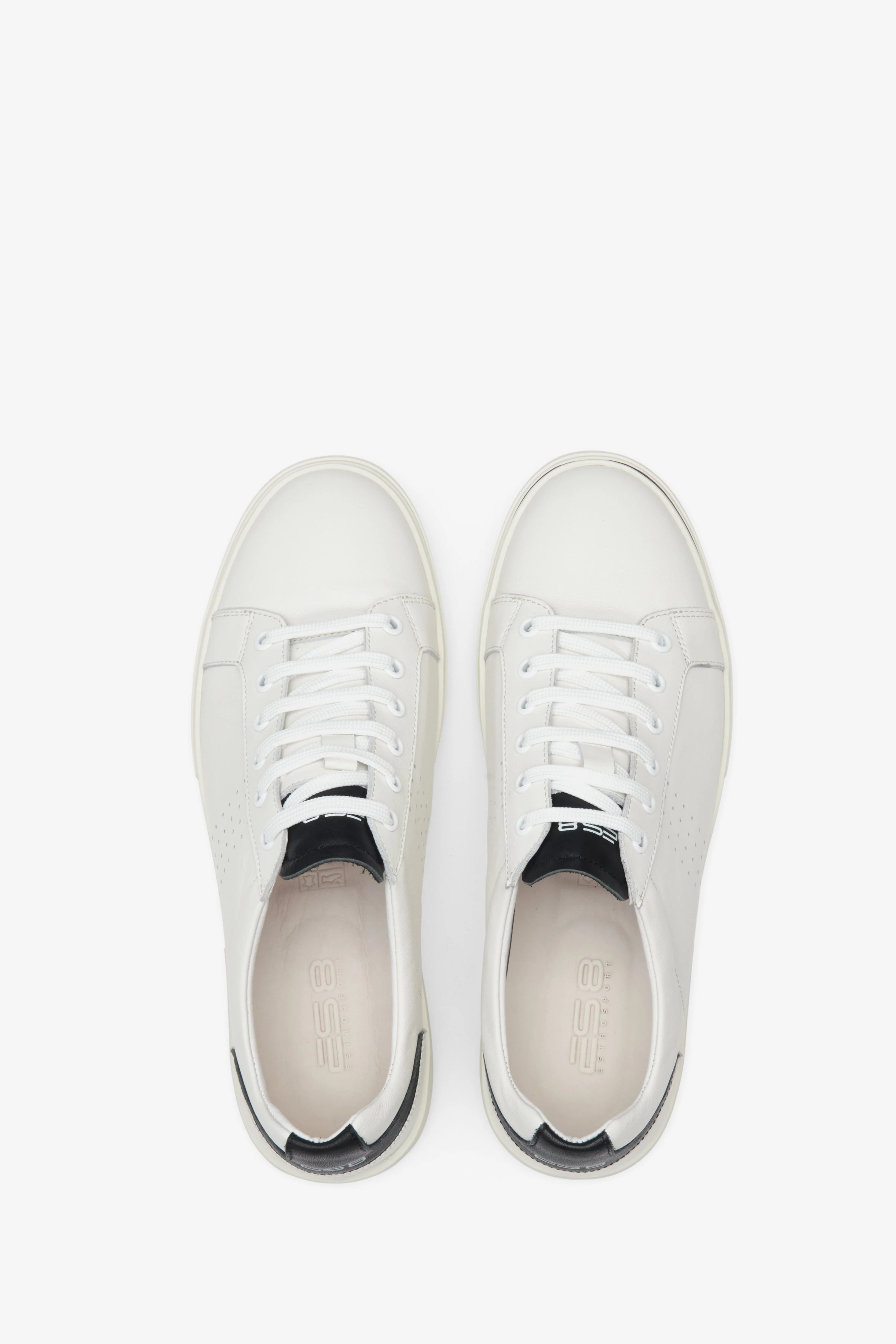 Biało-czarne sneakersy męskie ze skóry naturalnej ES8 ER00112549 - Image 4