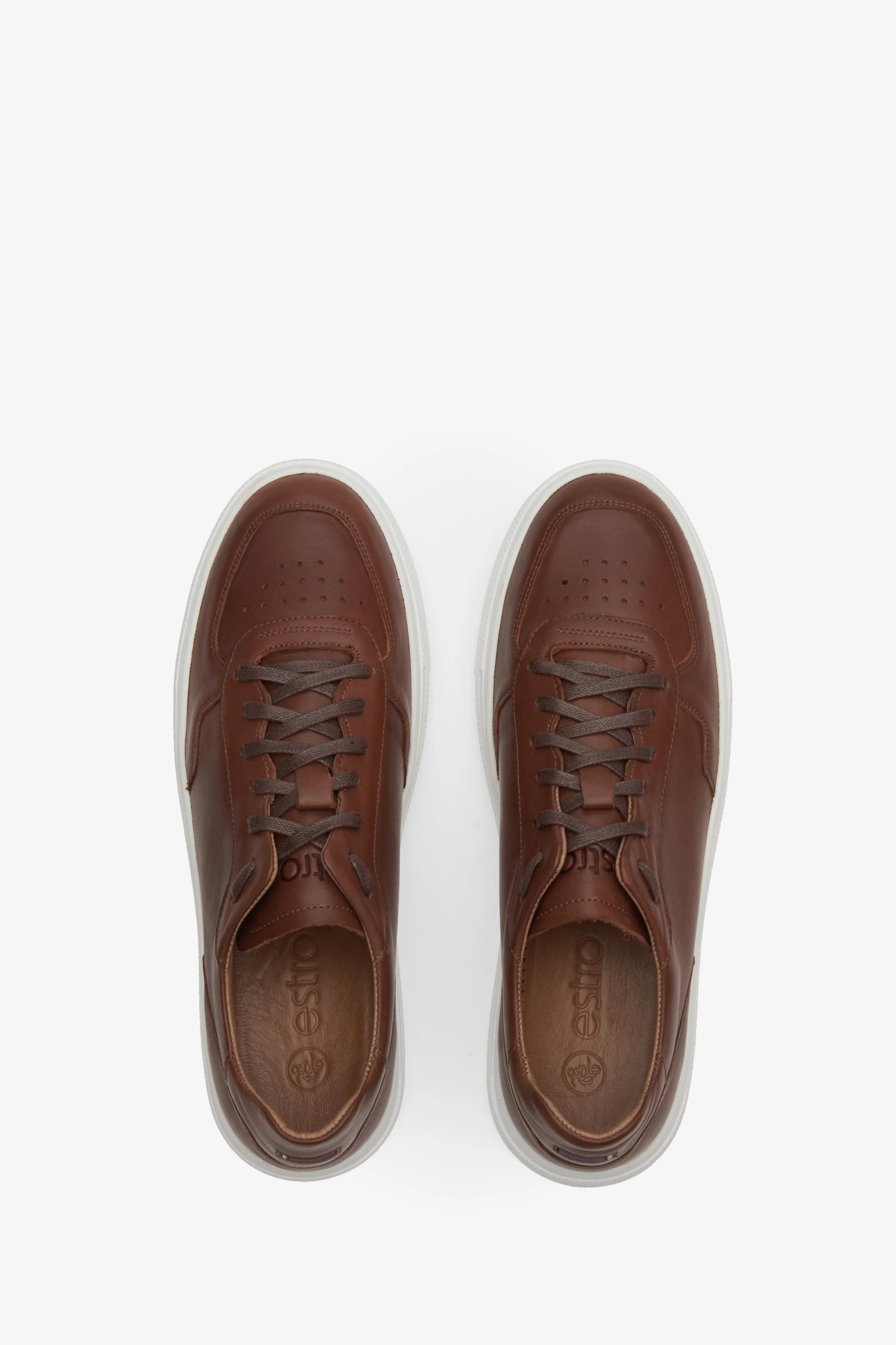 Brązowe sneakersy męskie ze skóry naturalnej na wiosnę Estro ER00112393 - Image 4