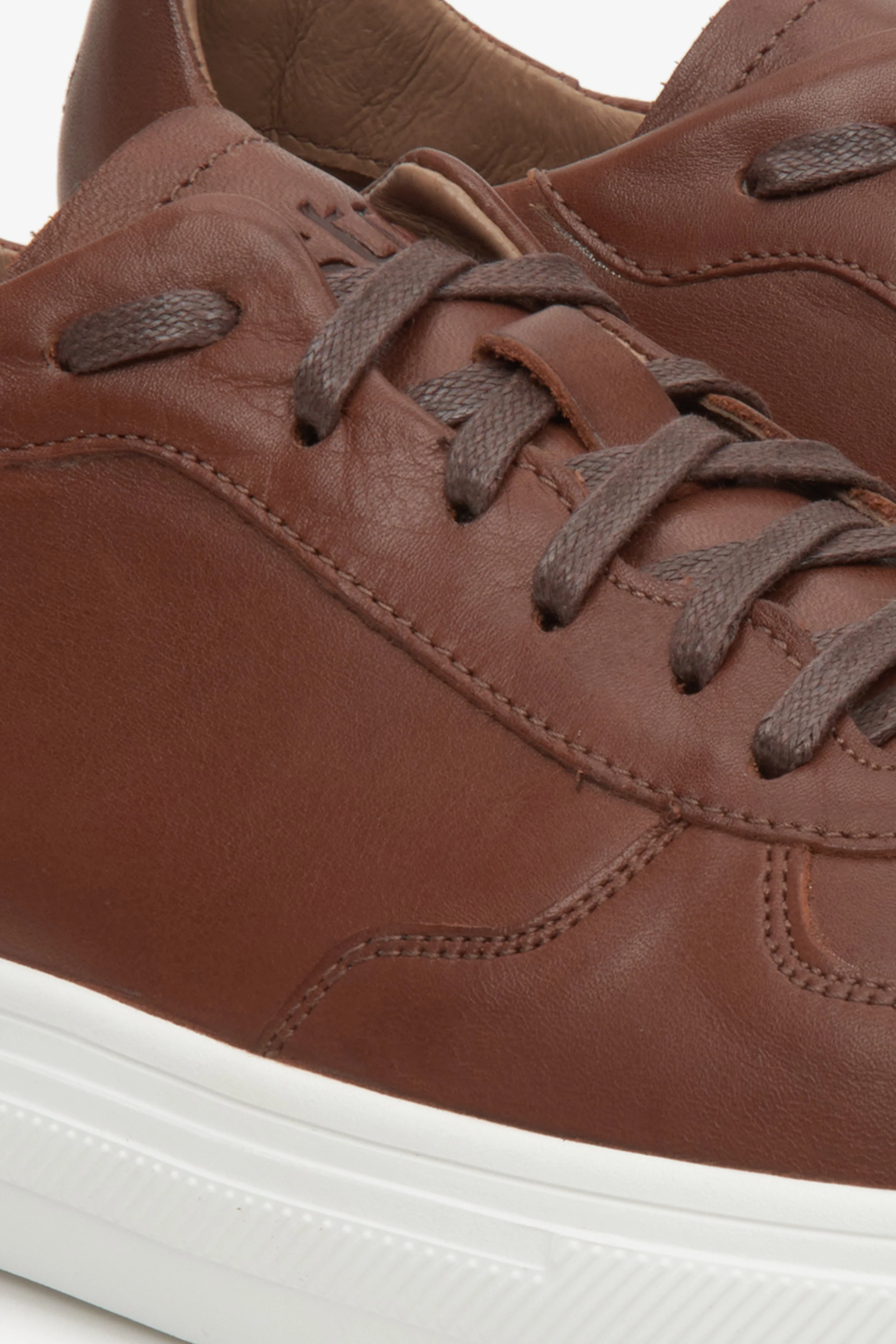 Brązowe sneakersy męskie ze skóry naturalnej na wiosnę Estro ER00112393 - Image 6