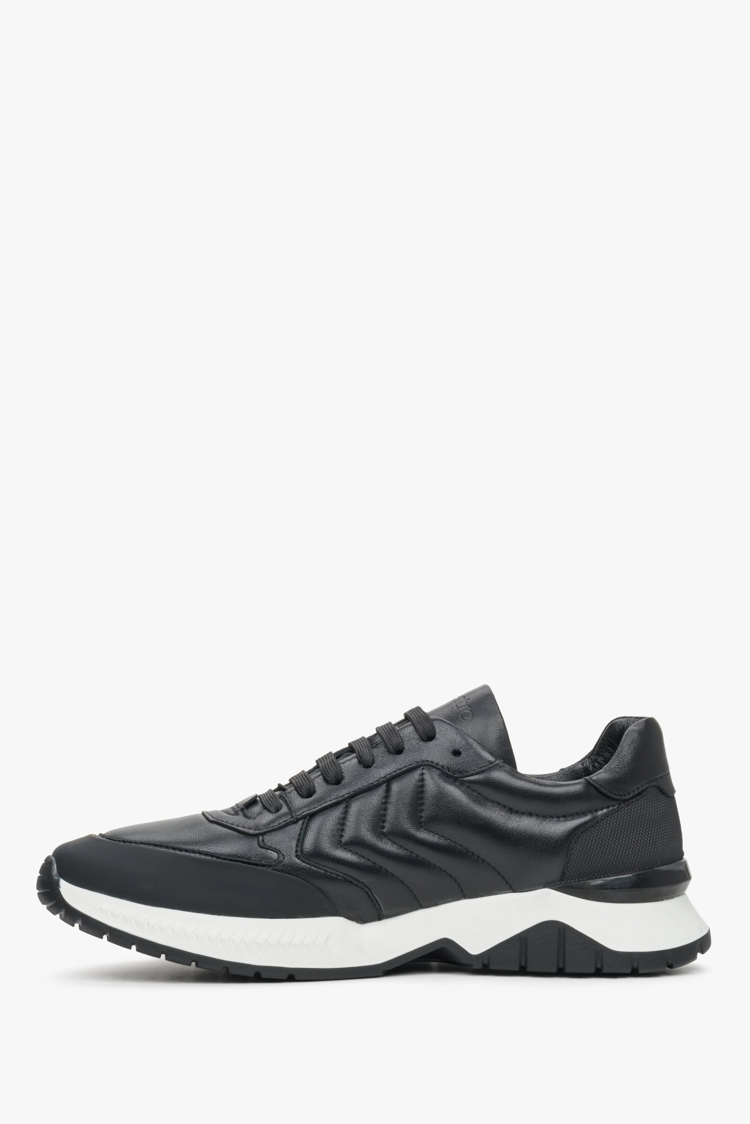 Czarne sneakersy męskie ze skóry naturalnej na wiosnę Estro ER00111913 - Image 3