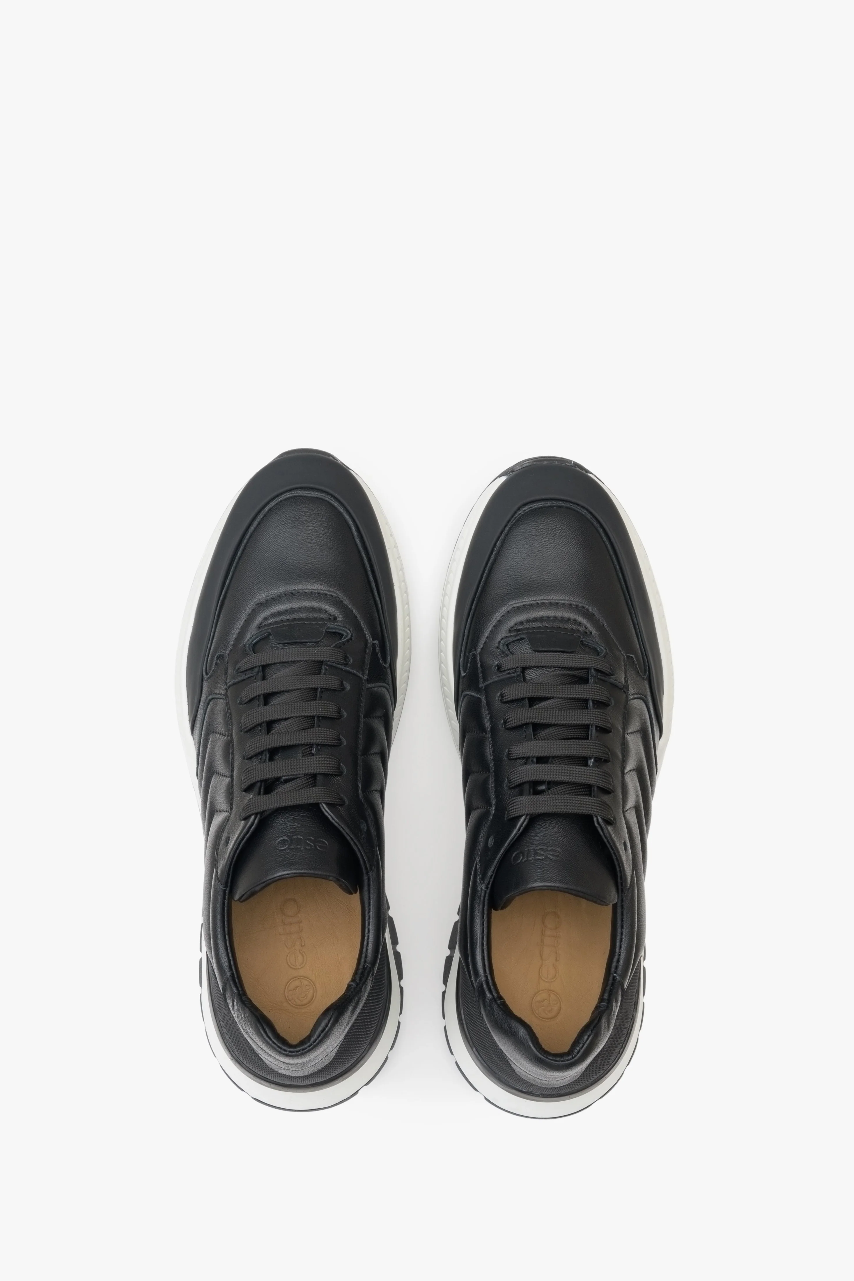 Czarne sneakersy męskie ze skóry naturalnej na wiosnę Estro ER00111913 - Image 4