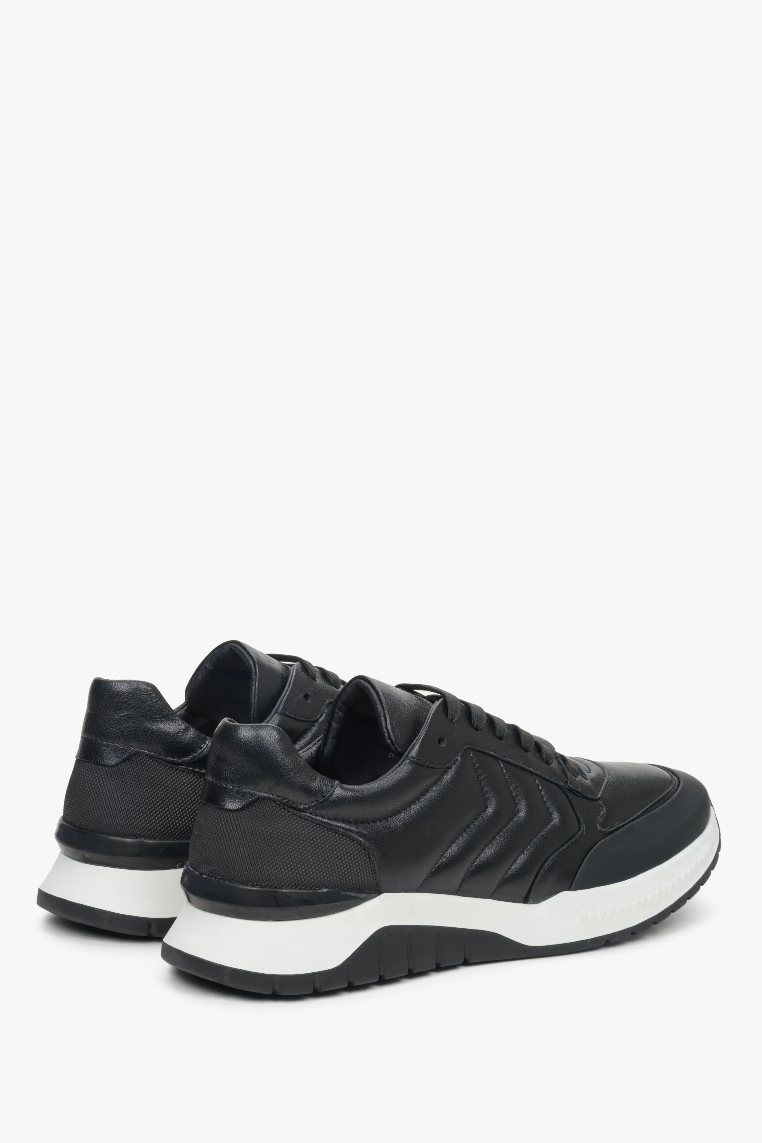 Czarne sneakersy męskie ze skóry naturalnej na wiosnę Estro ER00111913 - Image 5
