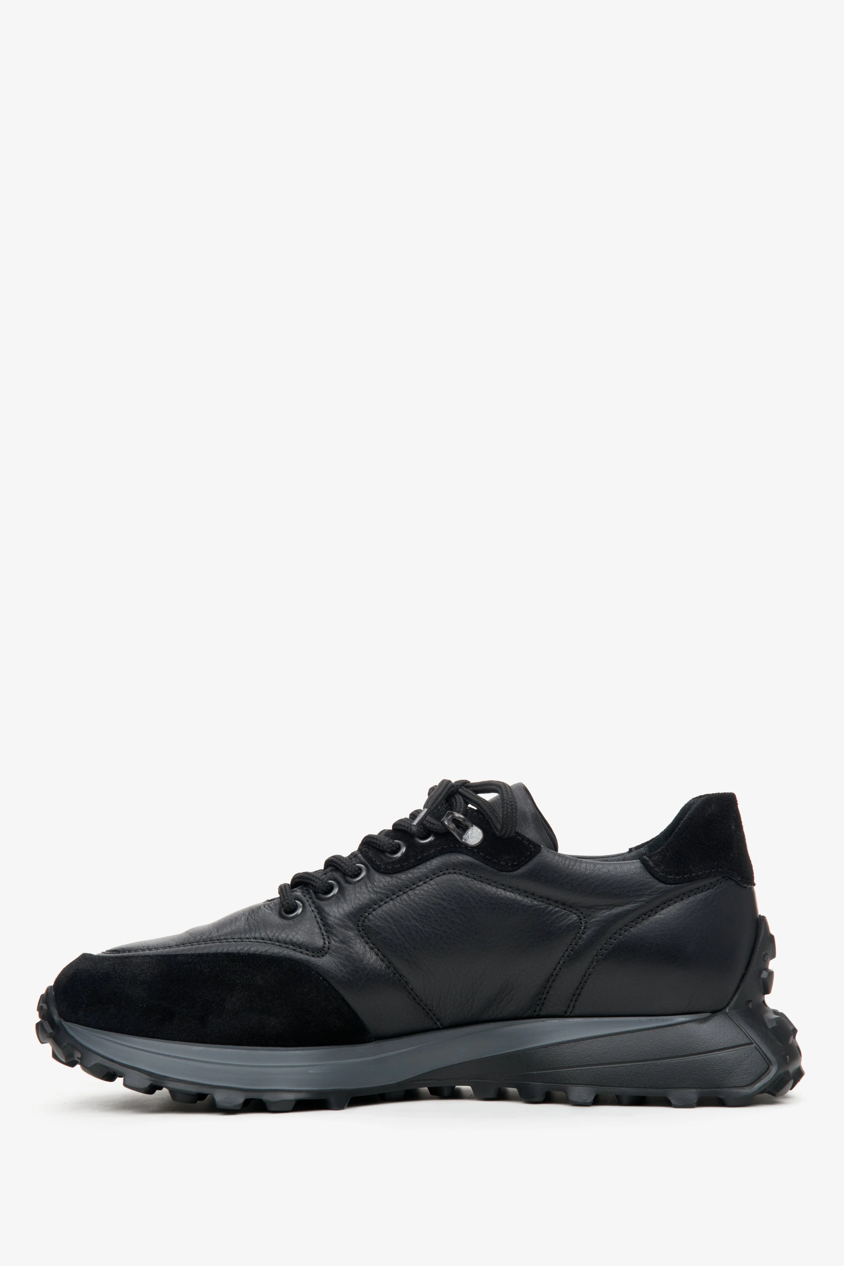 Czarne sportowe sneakersy męskie z łączonych materiałów Estro ER00113802 - Image 3