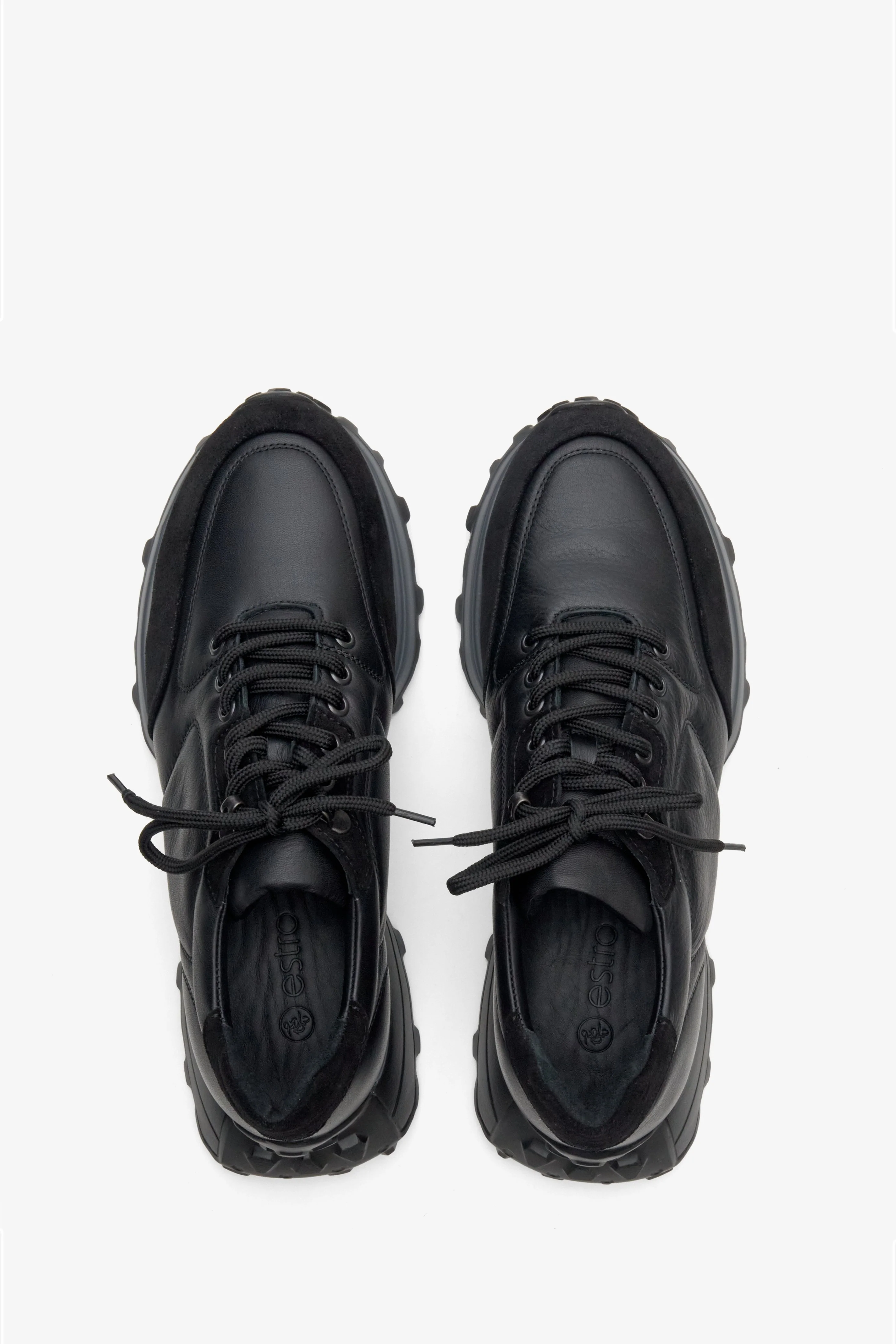 Czarne sportowe sneakersy męskie z łączonych materiałów Estro ER00113802 - Image 4