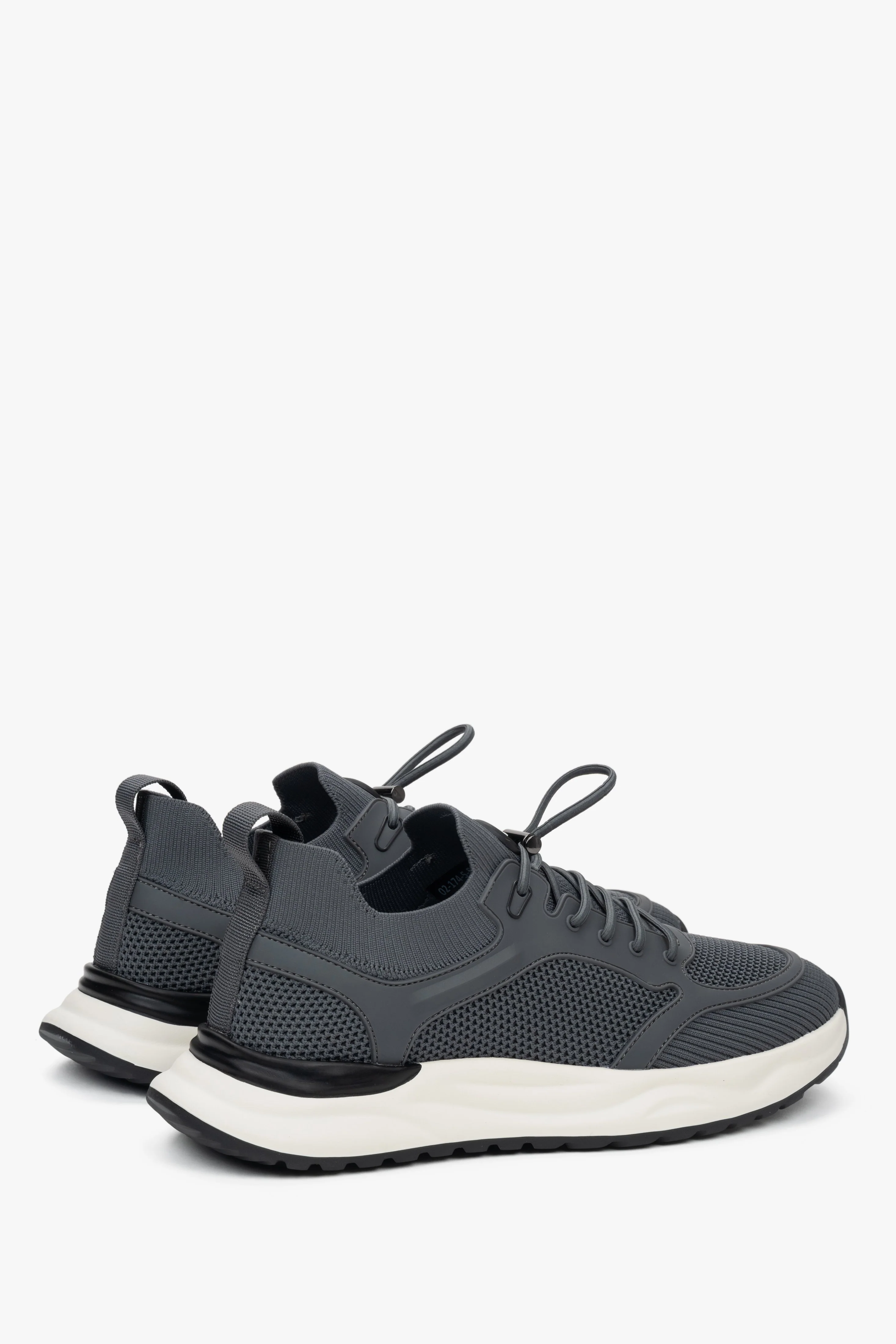 Szare sportowe sneakersy męskie z miękkich tekstyliów i przewiewnej siateczki ES8 ER00117001 - Image 5