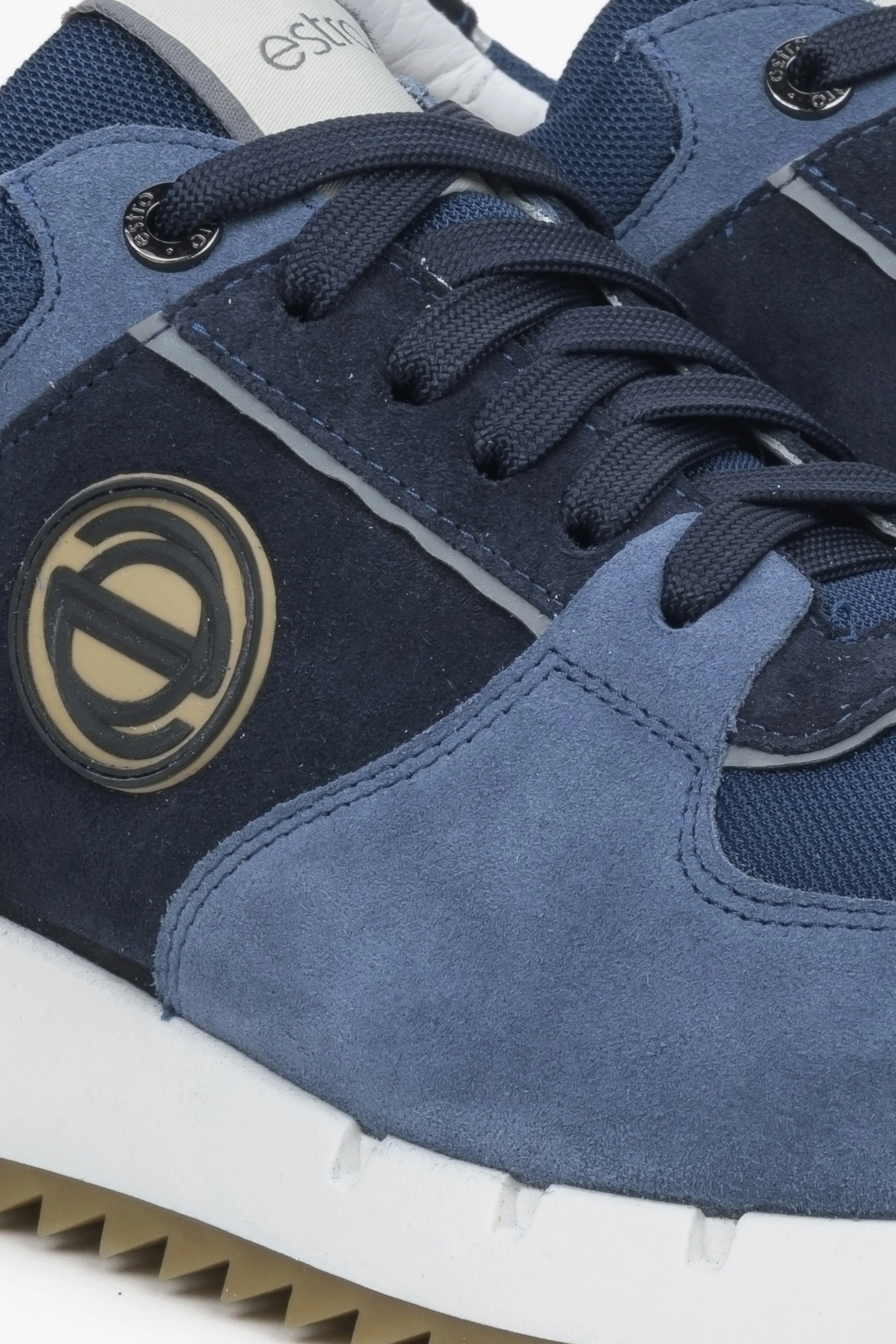 Czarno-niebieskie sneakersy męskie z weluru z elastyczną podeszwą Estro ER00114548 - Image 6