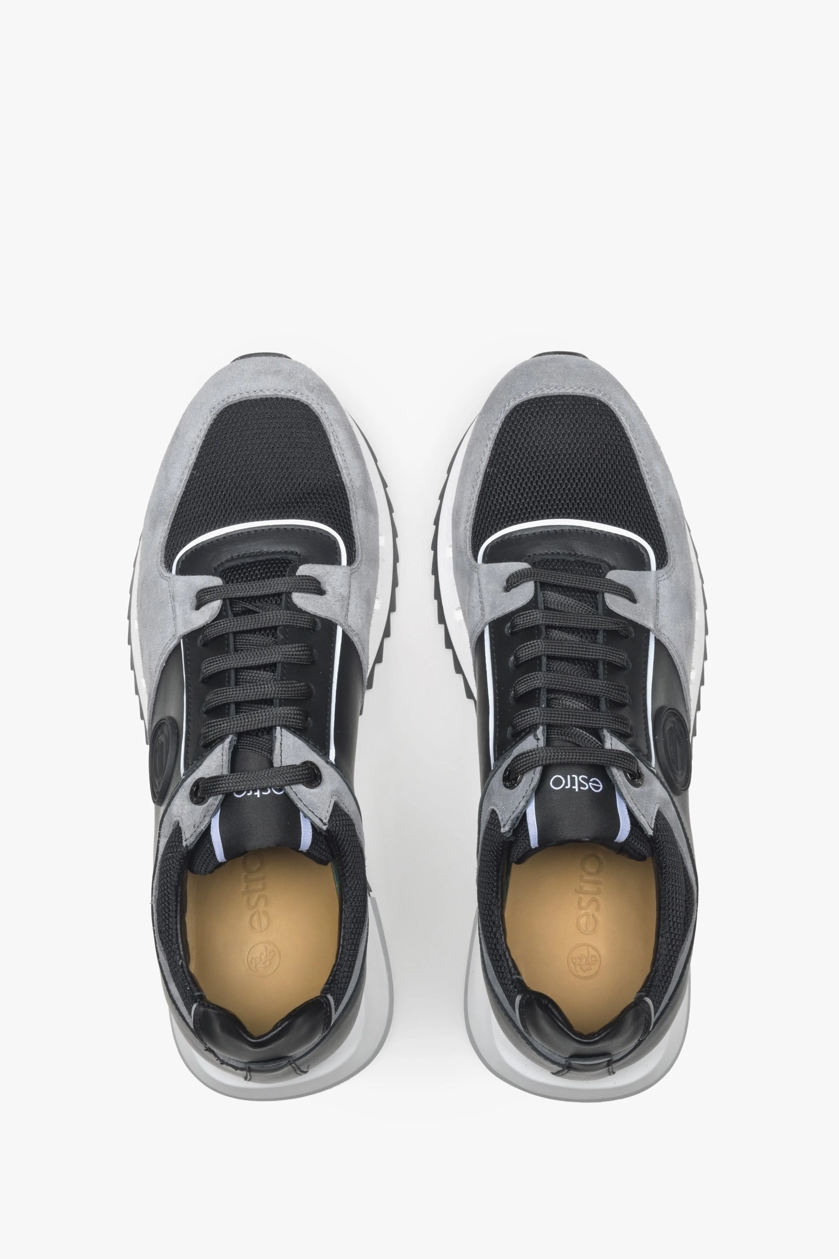Czarno-szare sneakersy męskie z weluru z elastyczną podeszwą Estro ER00114552 - Image 4