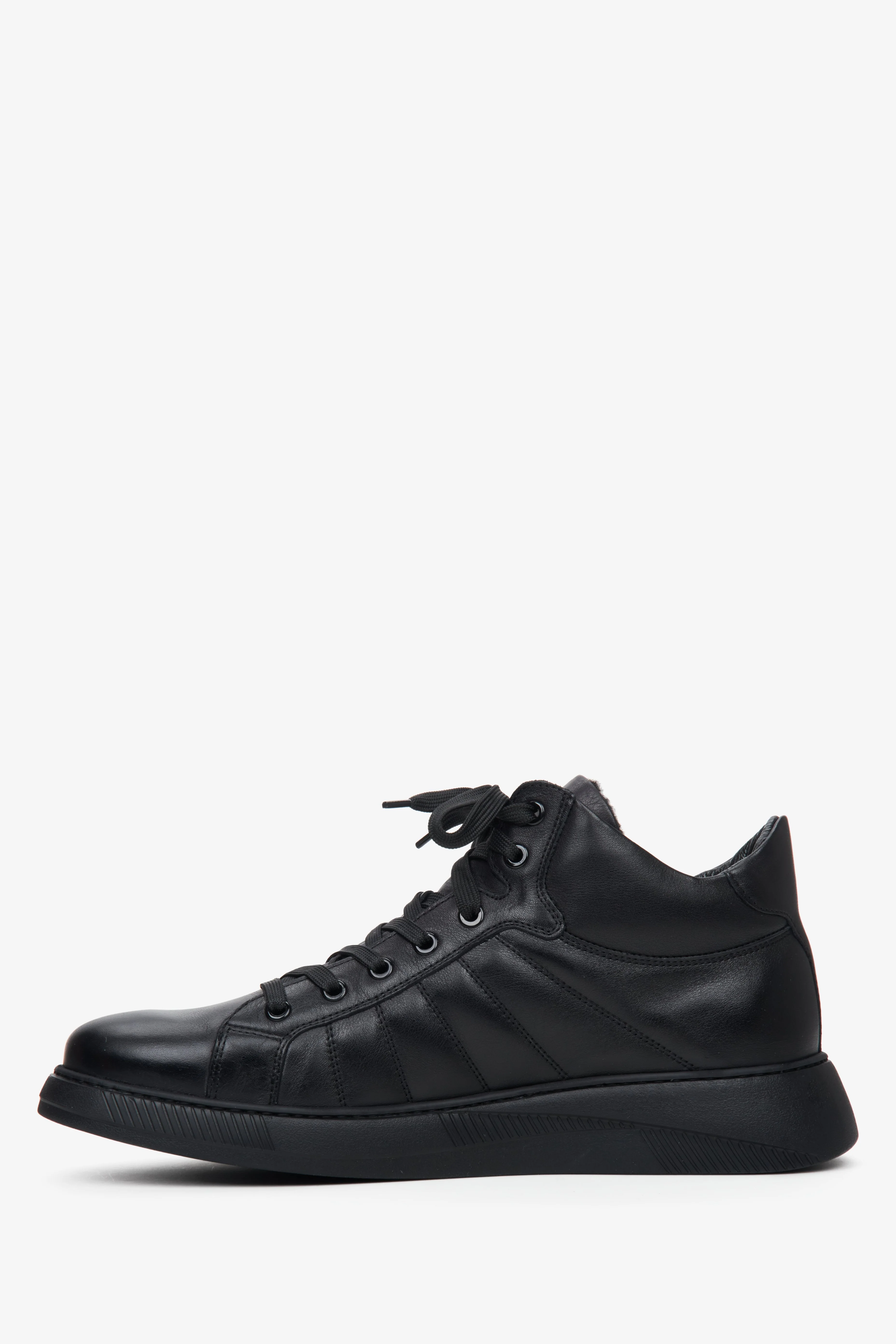 Czarne wysokie sneakersy męskie ze skóry naturalnej Estro ER00111799 - Image 4