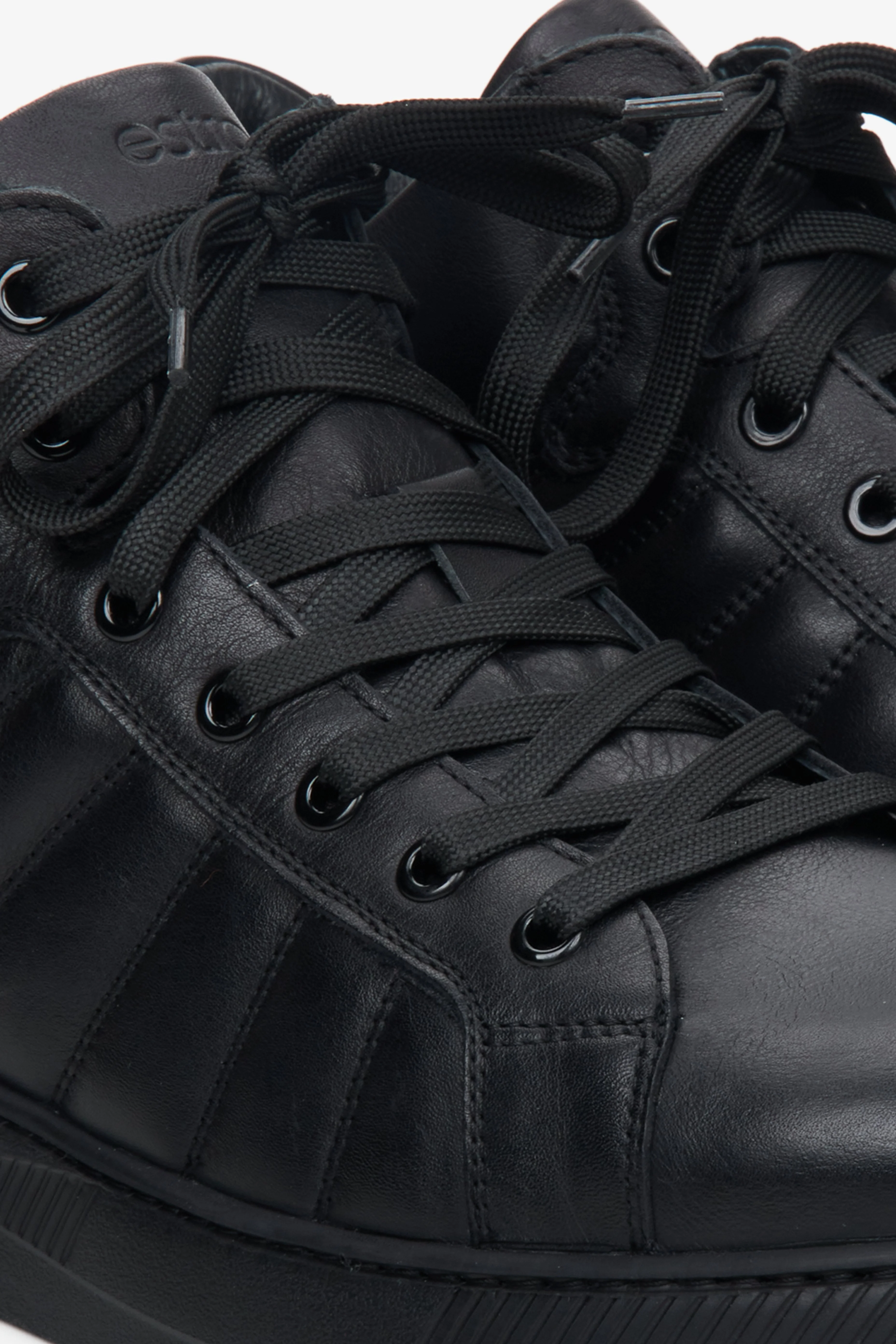 Czarne wysokie sneakersy męskie ze skóry naturalnej Estro ER00111799 - Image 7