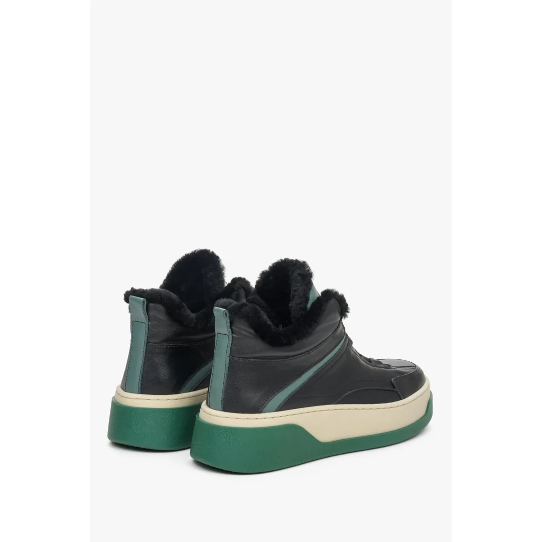 Zielone zimowe sneakersy damskie z futerkiem Estro ER00111963 - Image 5