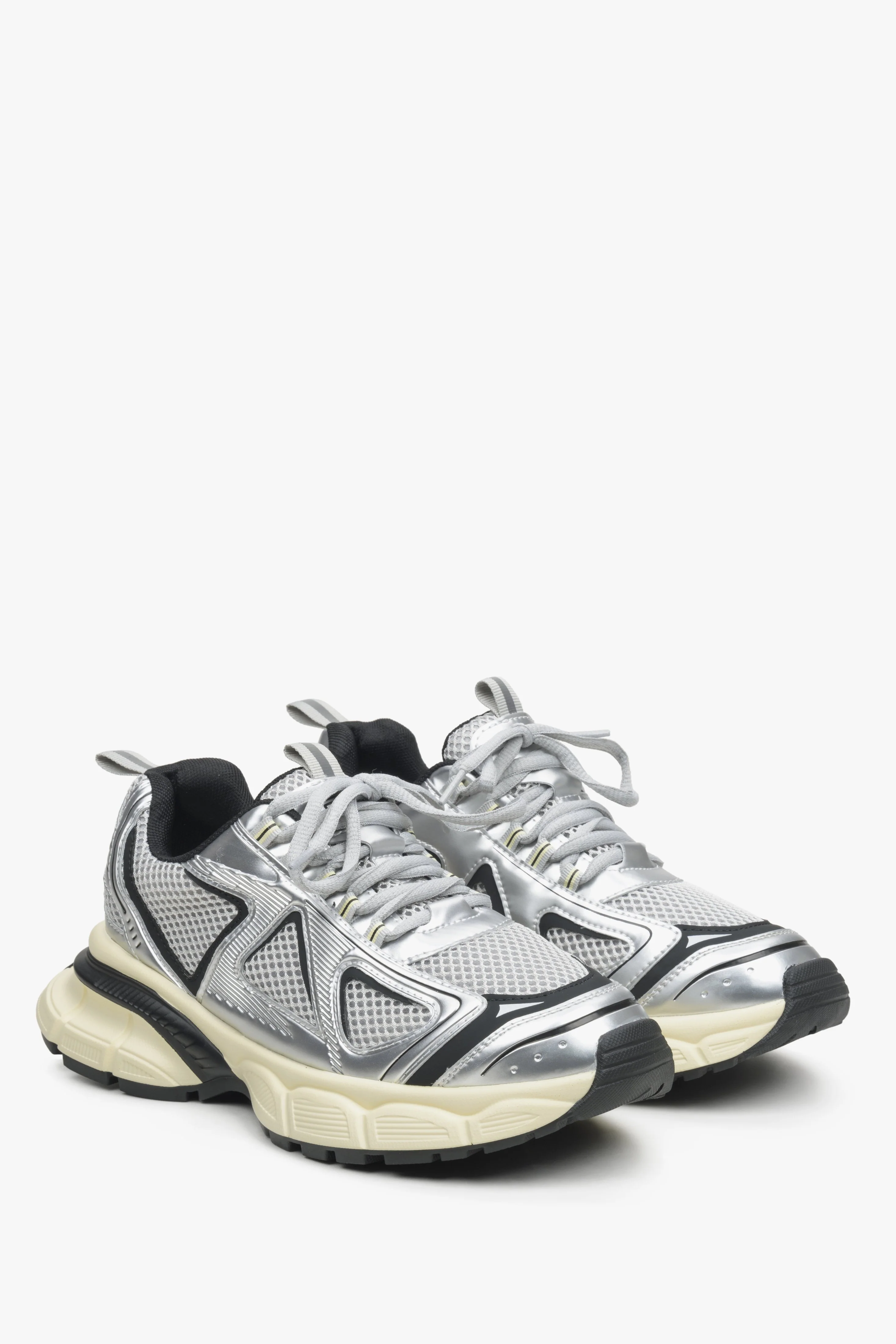 Srebrno-czarne sneakersy damskie na elastycznej platformie ES 8 ER00114598 - Image 4
