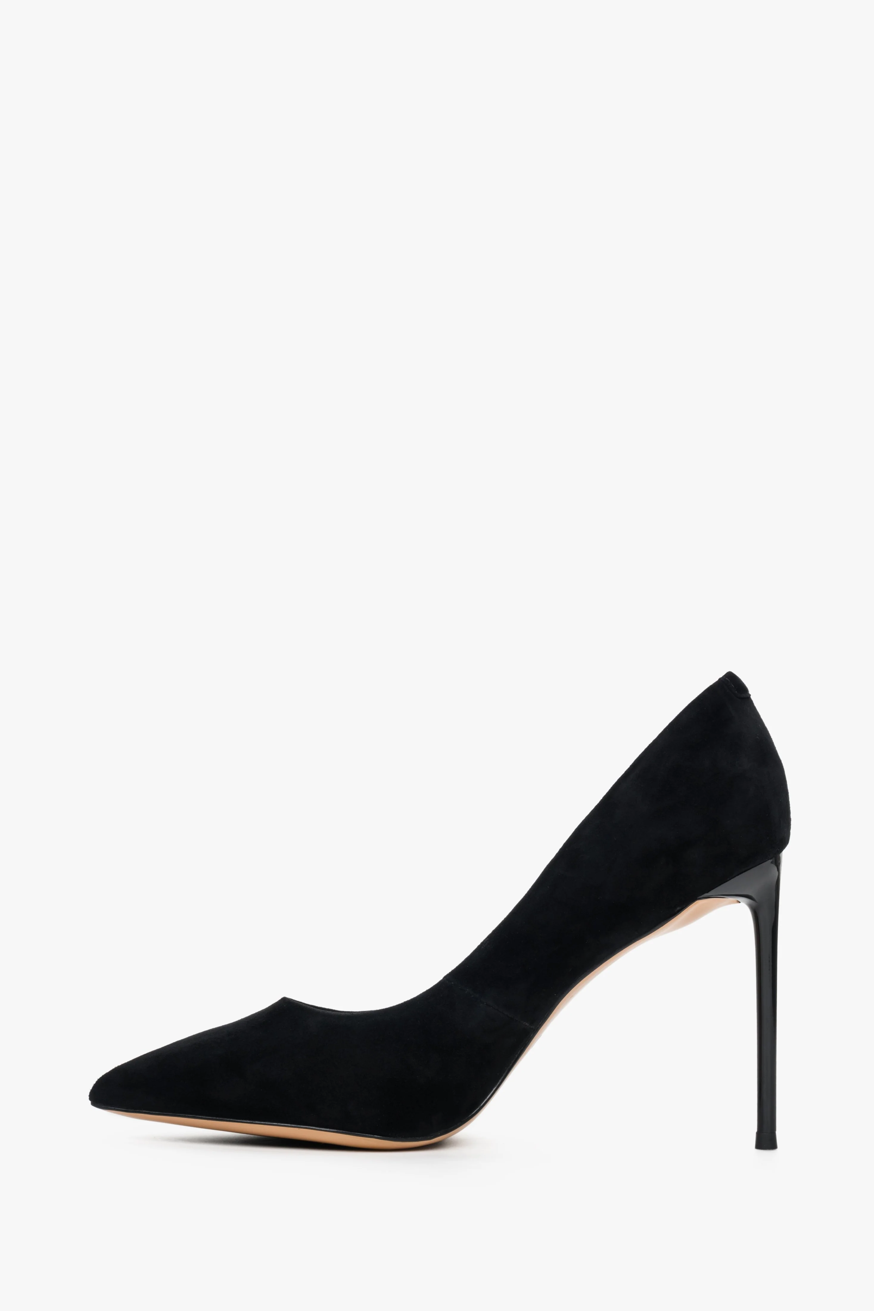 Czarne buty damskie na smukłej szpilce z weluru naturalnego Estro ER00112792 - Image 3