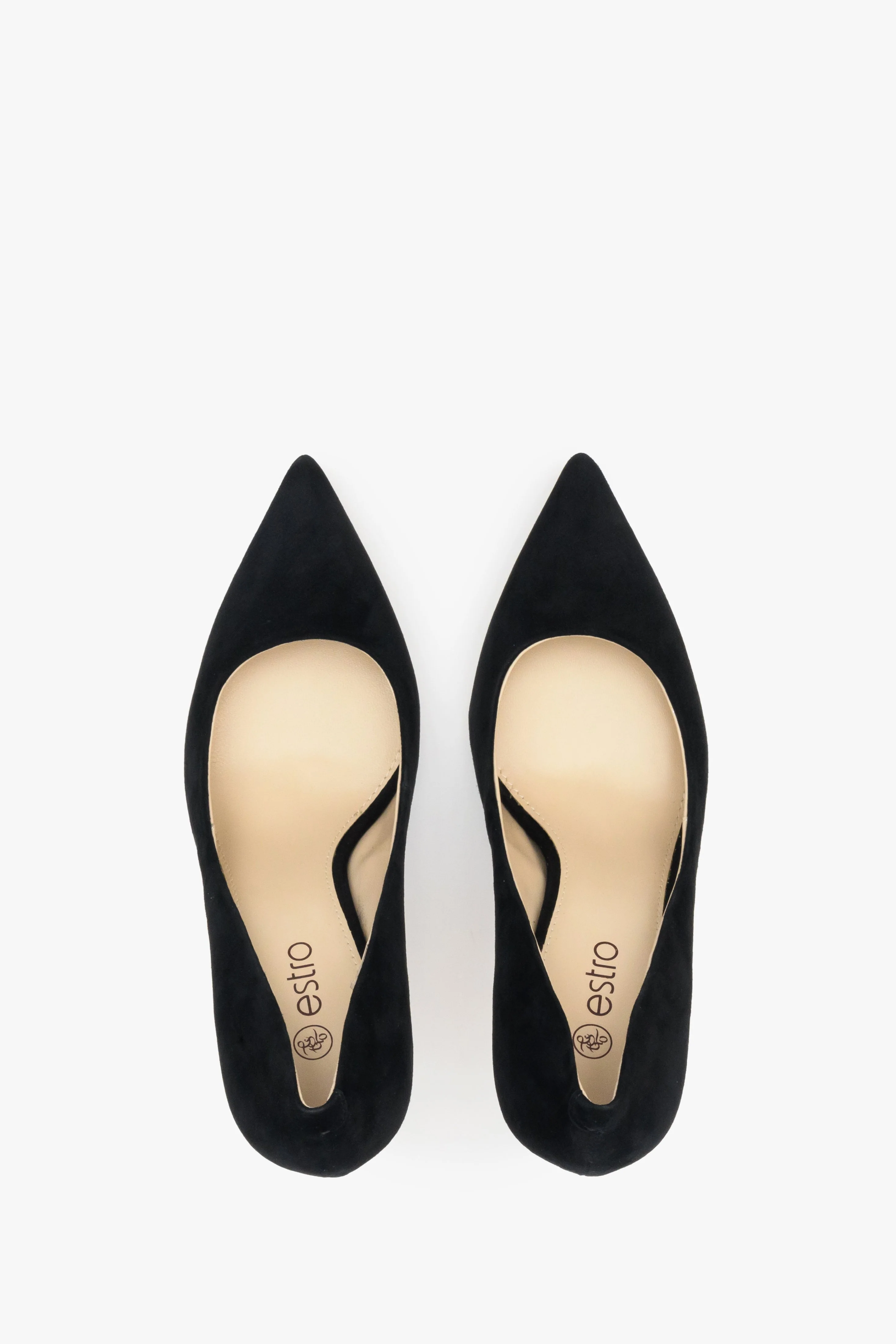 Czarne buty damskie na smukłej szpilce z weluru naturalnego Estro ER00112792 - Image 4