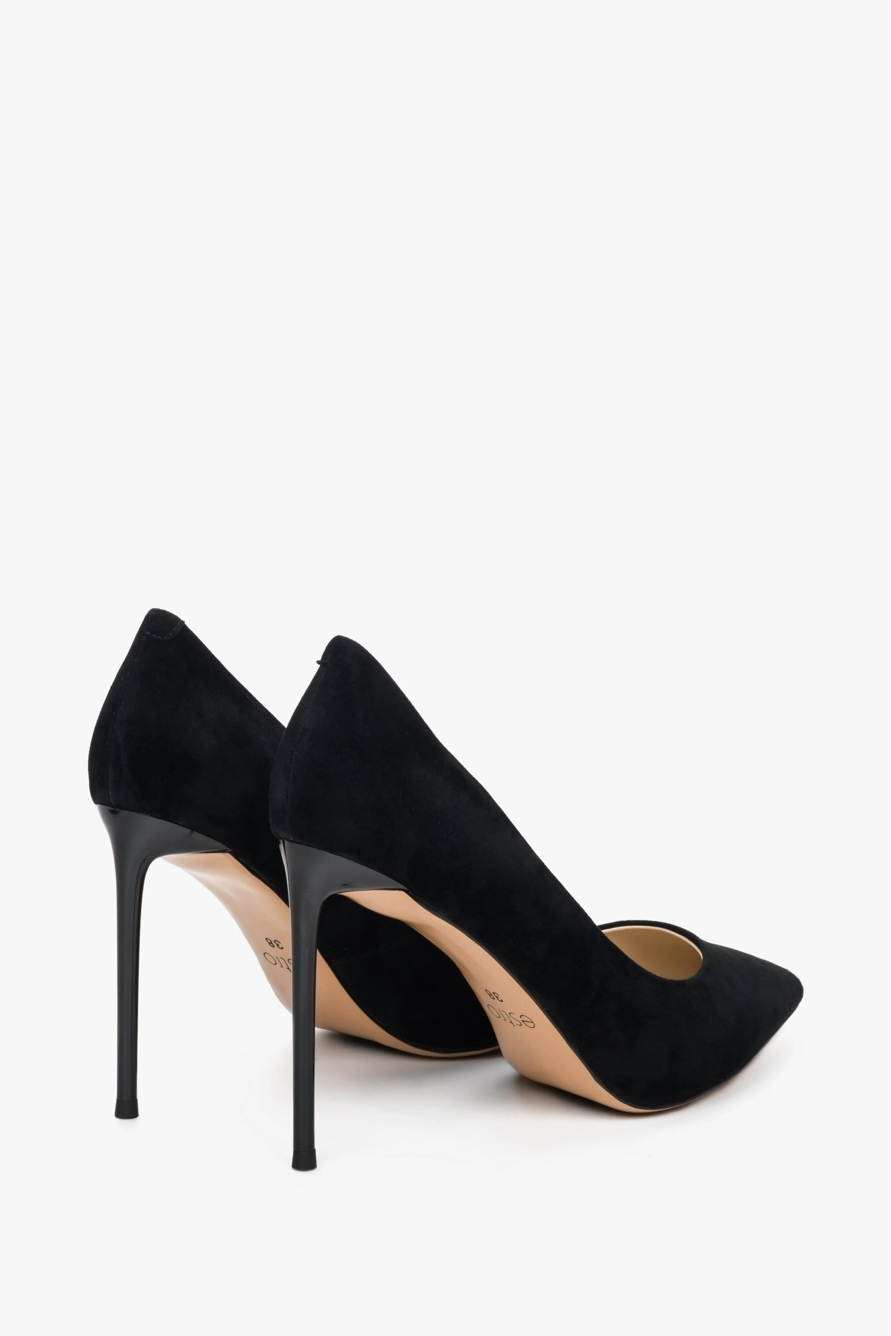 Czarne buty damskie na smukłej szpilce z weluru naturalnego Estro ER00112792 - Image 5