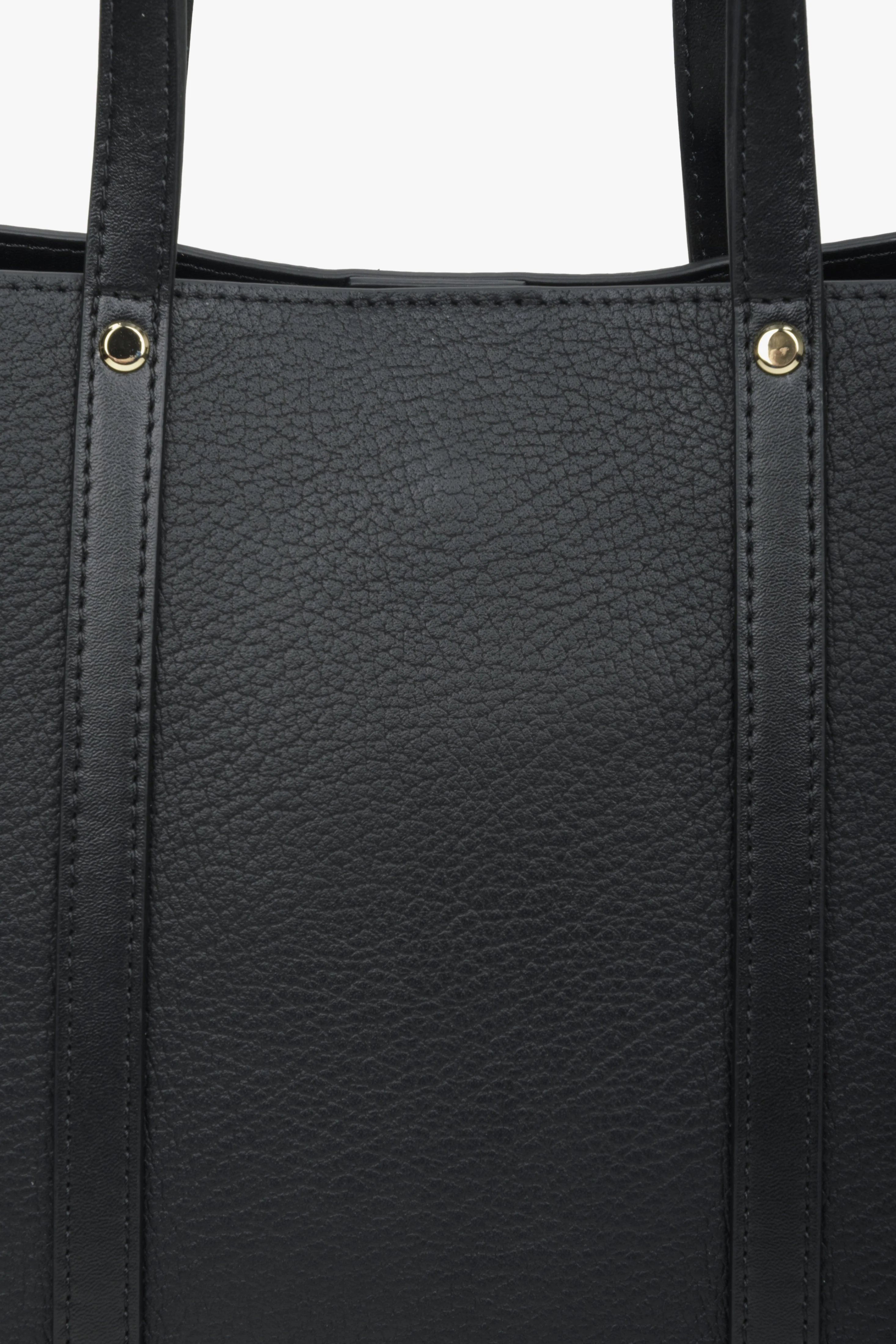 Pojemna czarna torba damska typu shopper ze skóry naturalnej Estro ER00114410 - Image 4