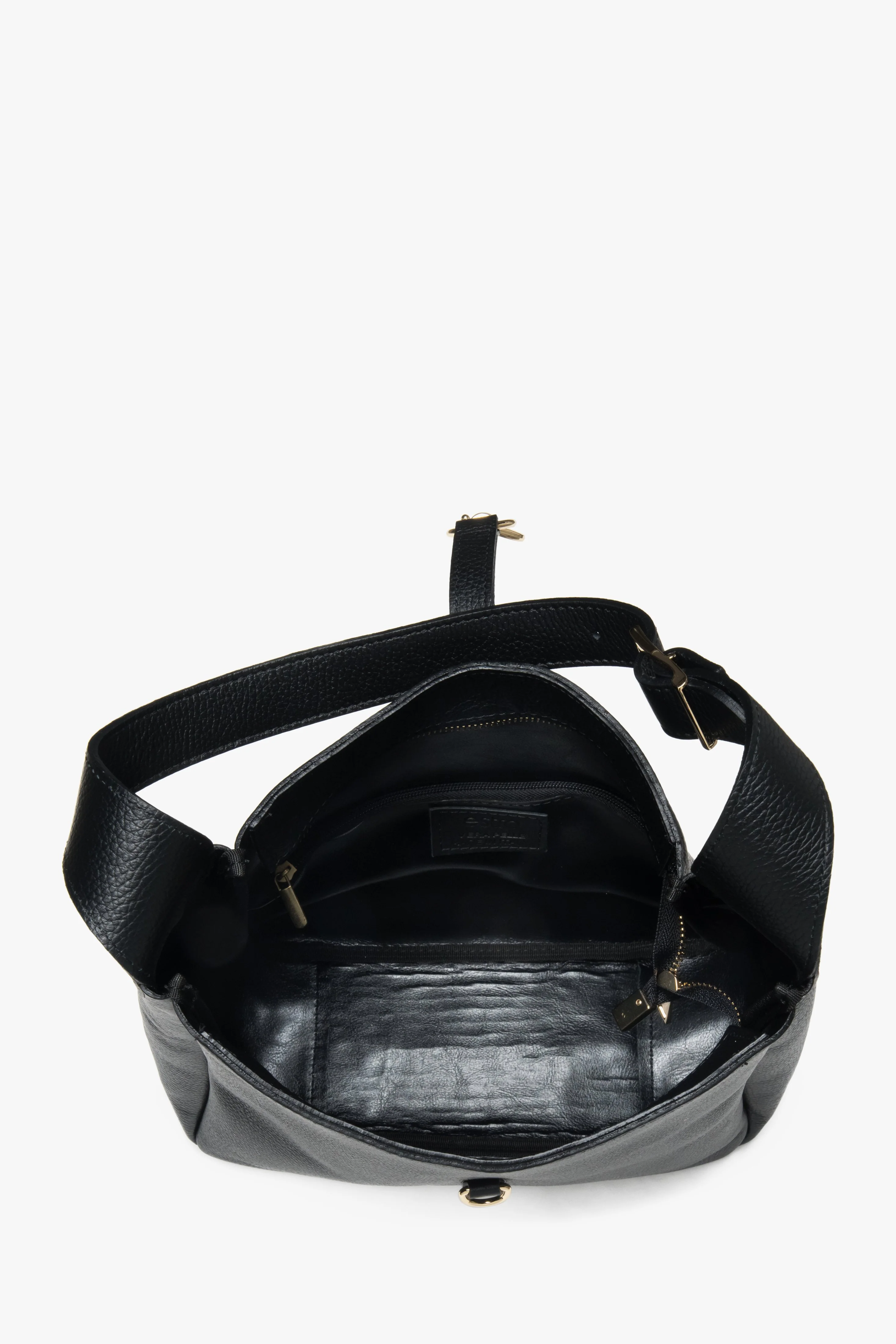 Czarna torba damska typu shopper z włoskiej skóry naturalnej Premium Estro ER00117493 - Image 5
