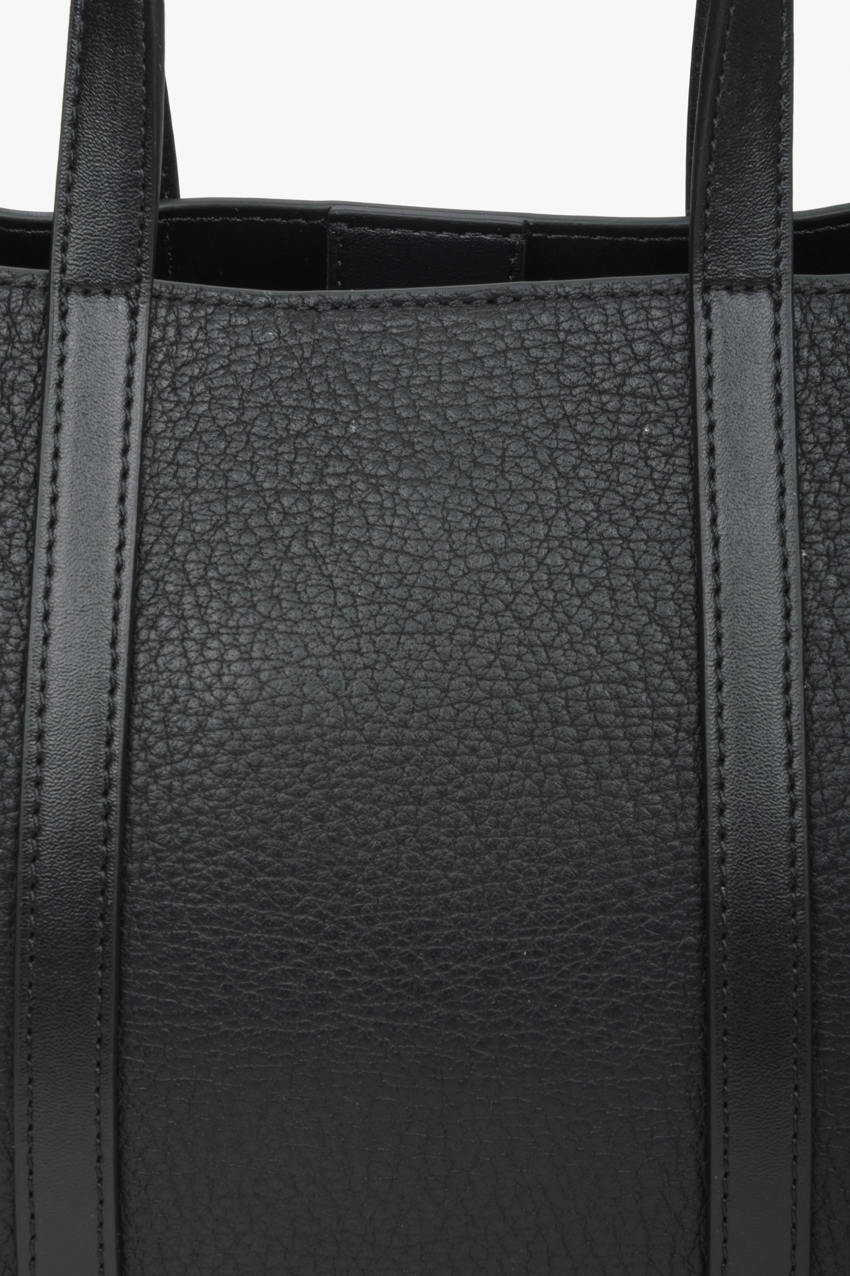 Czarna torba damska typu shopper ze skóry naturalnej Estro ER00114412 - Image 4
