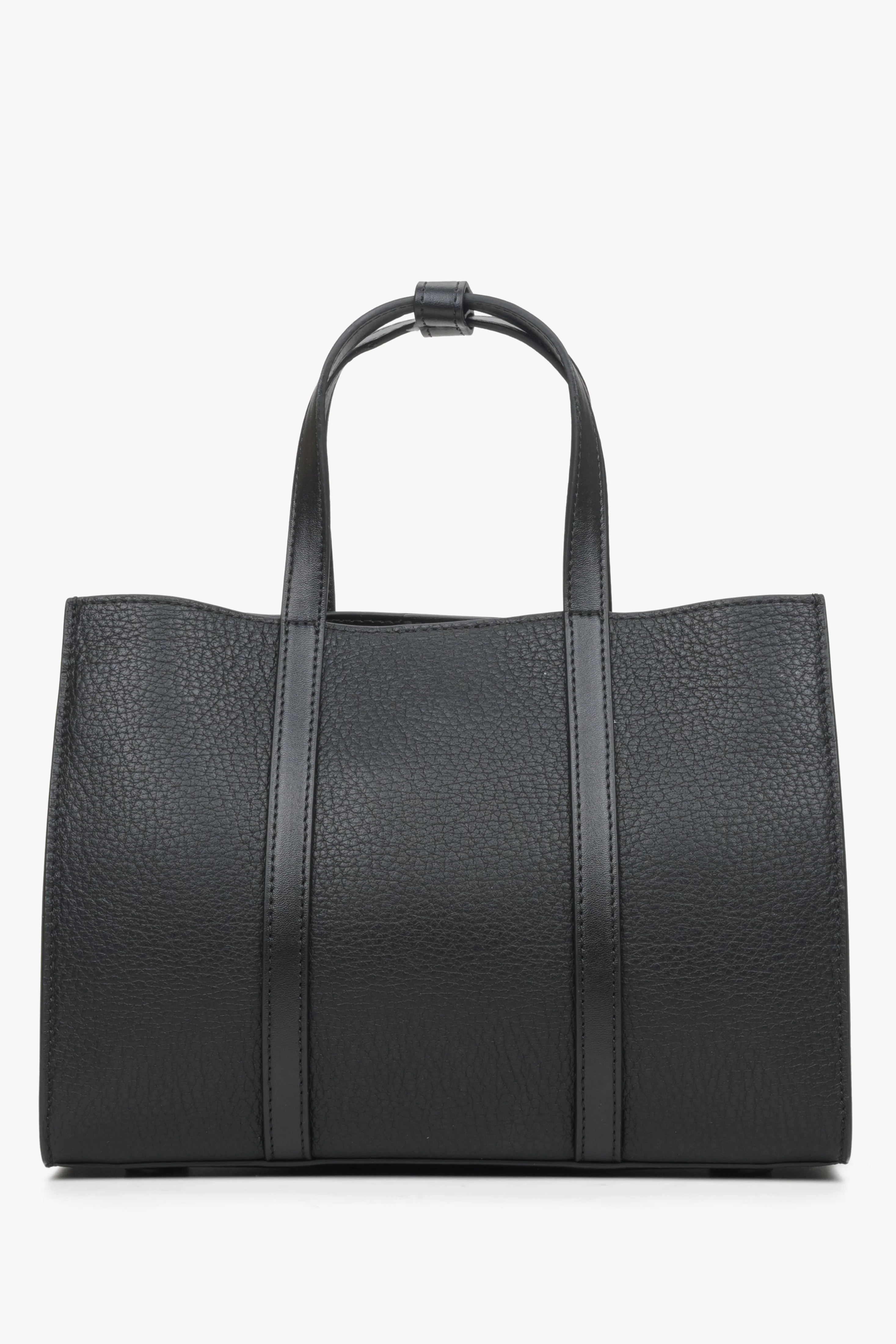 Czarna torba damska typu shopper ze skóry naturalnej Estro ER00114412 - Image 5