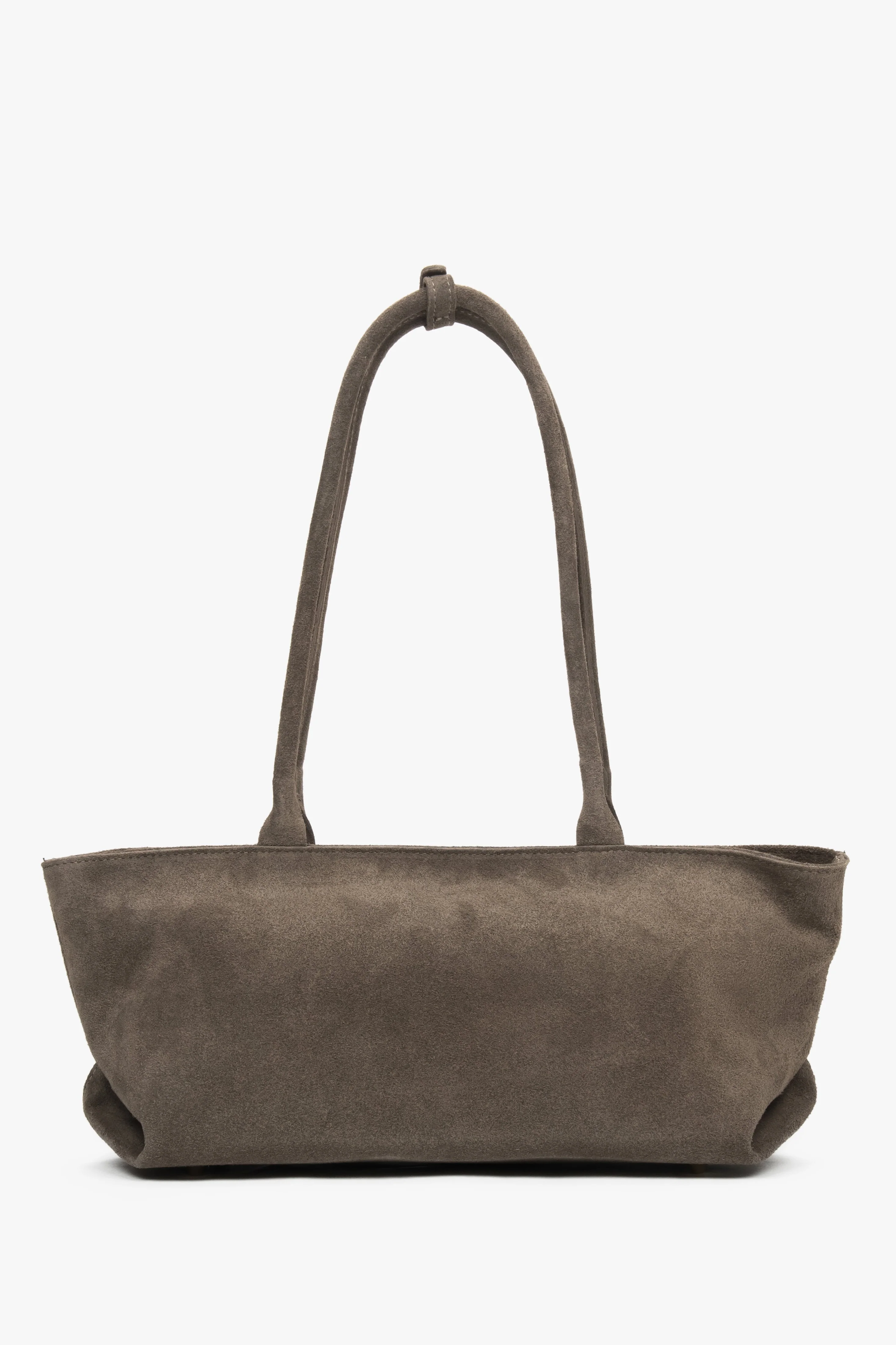 Ciemnoszara torebka damska typu tote z włoskiego weluru naturalnego Premium z długimi ramionami Estro ER00118348 - Image 5