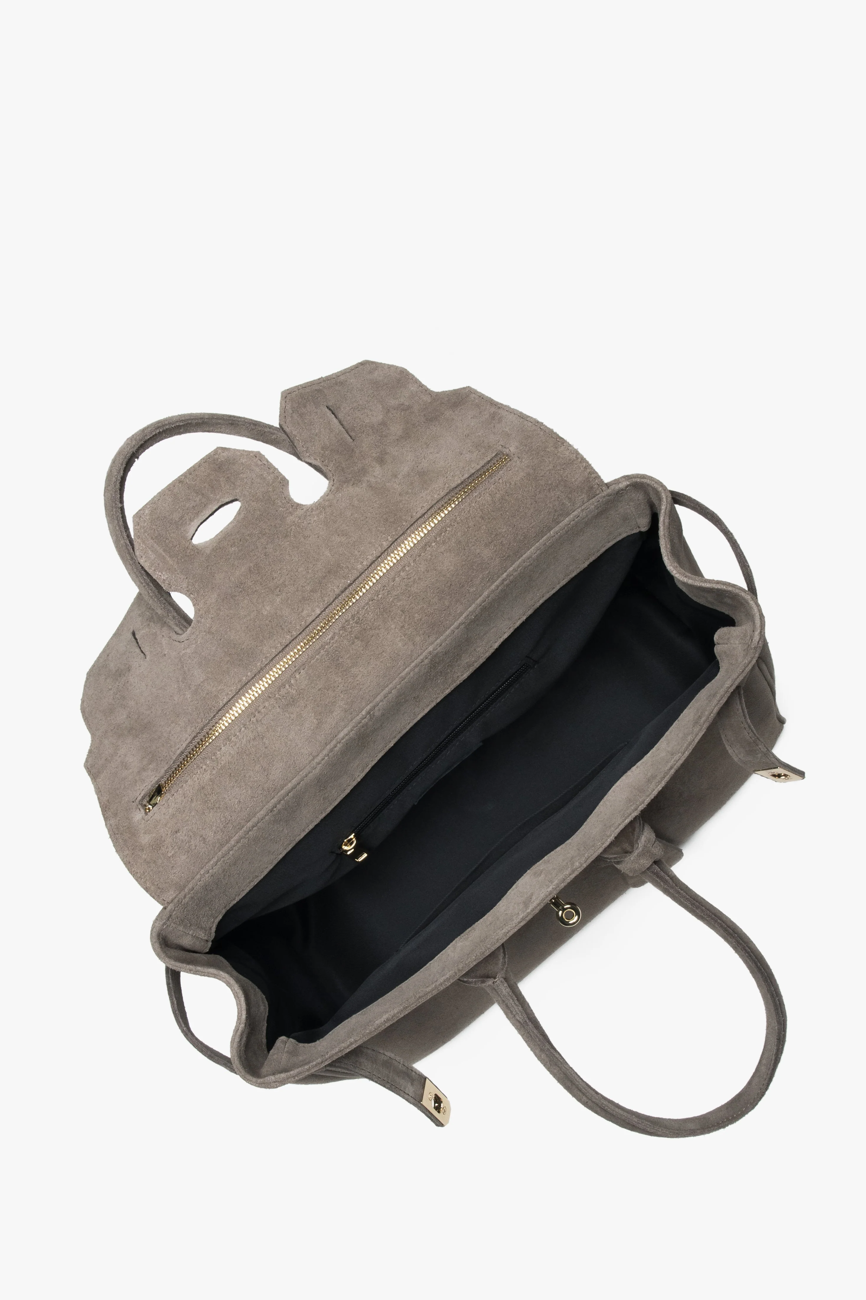 Torebka damska typu kuferek z włoskiego weluru naturalnego Premium w kolorze taupe Estro ER00118646 - Image 5