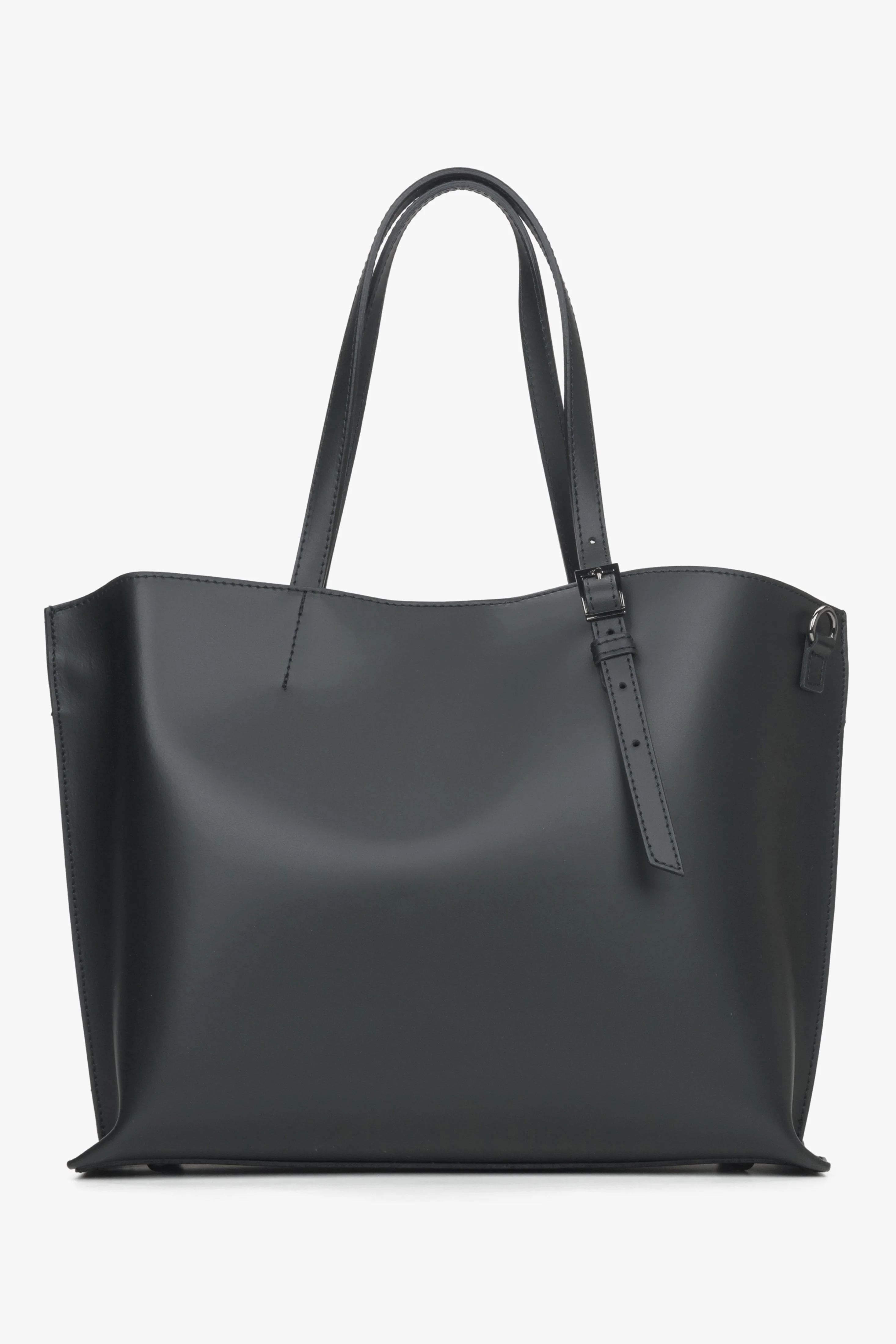 Czarna torebka damska typu shopper z włoskiej skóry naturalnej Estro ER00115087 - Image 3