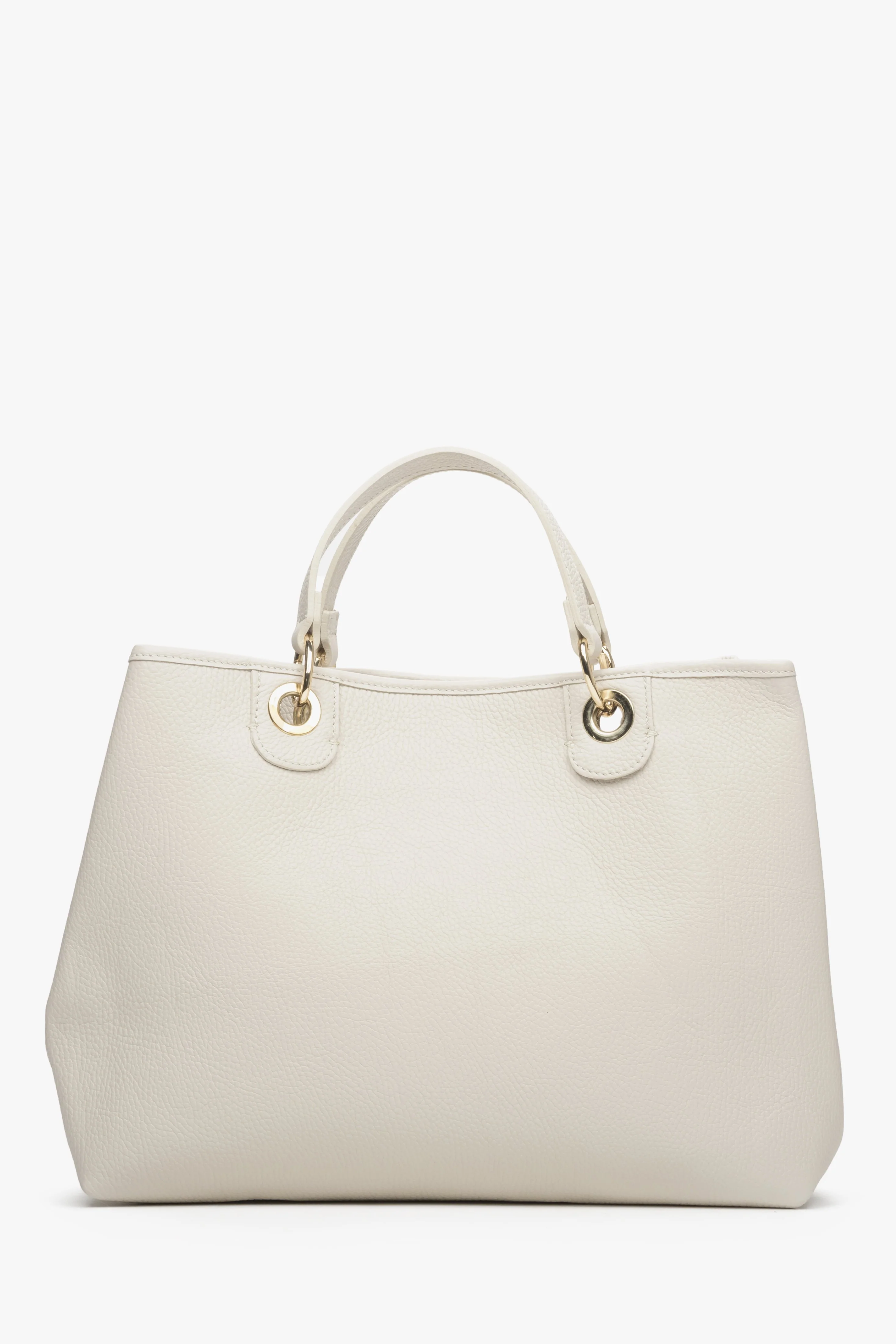 Beżowa torebka typu shopper z włoskiej skóry naturalnej Estro ER00113248 - Image 2