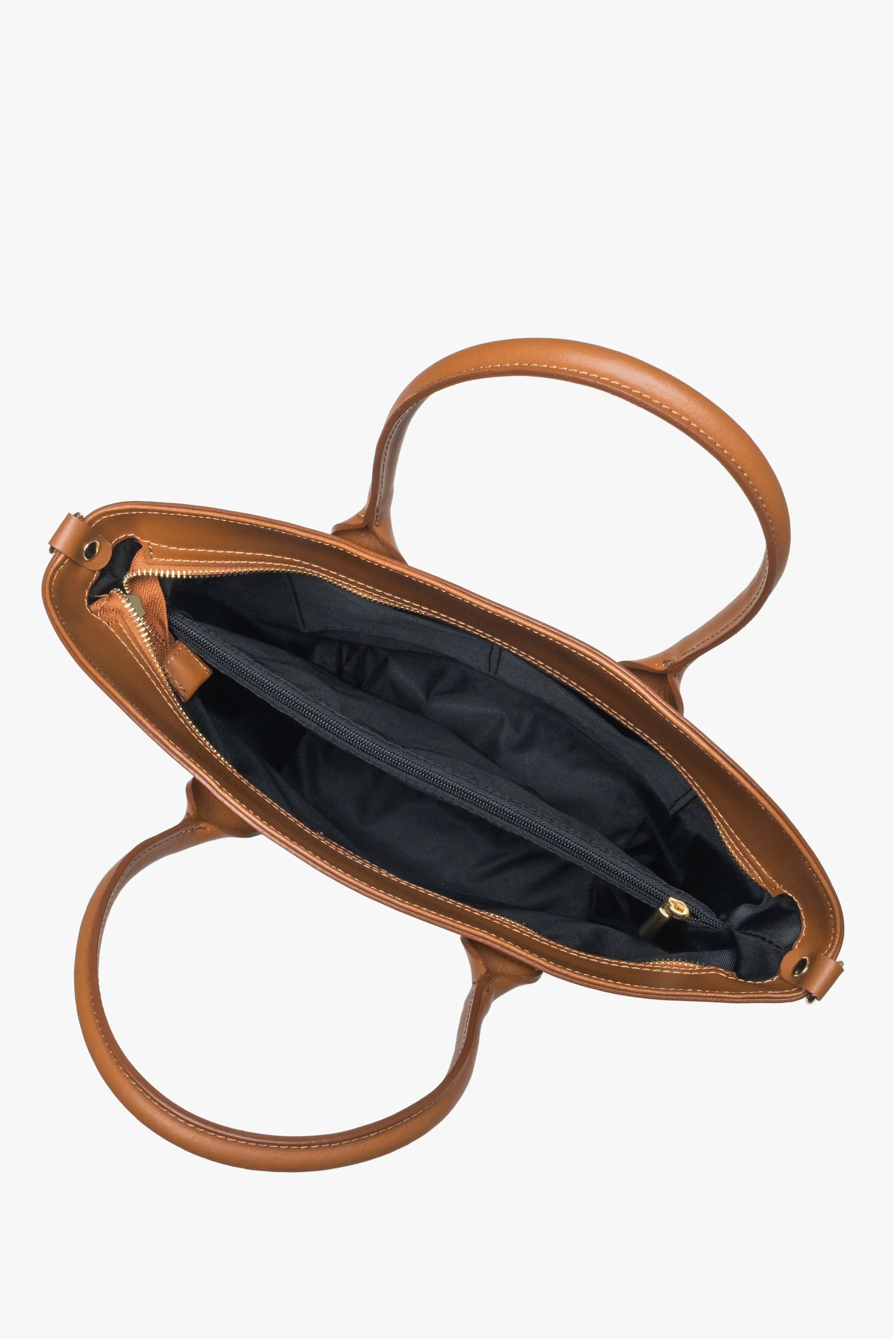 Brązowa torebka damska typu shopper z włoskiej skóry naturalnej Premium Estro ER00116783 - Image 4
