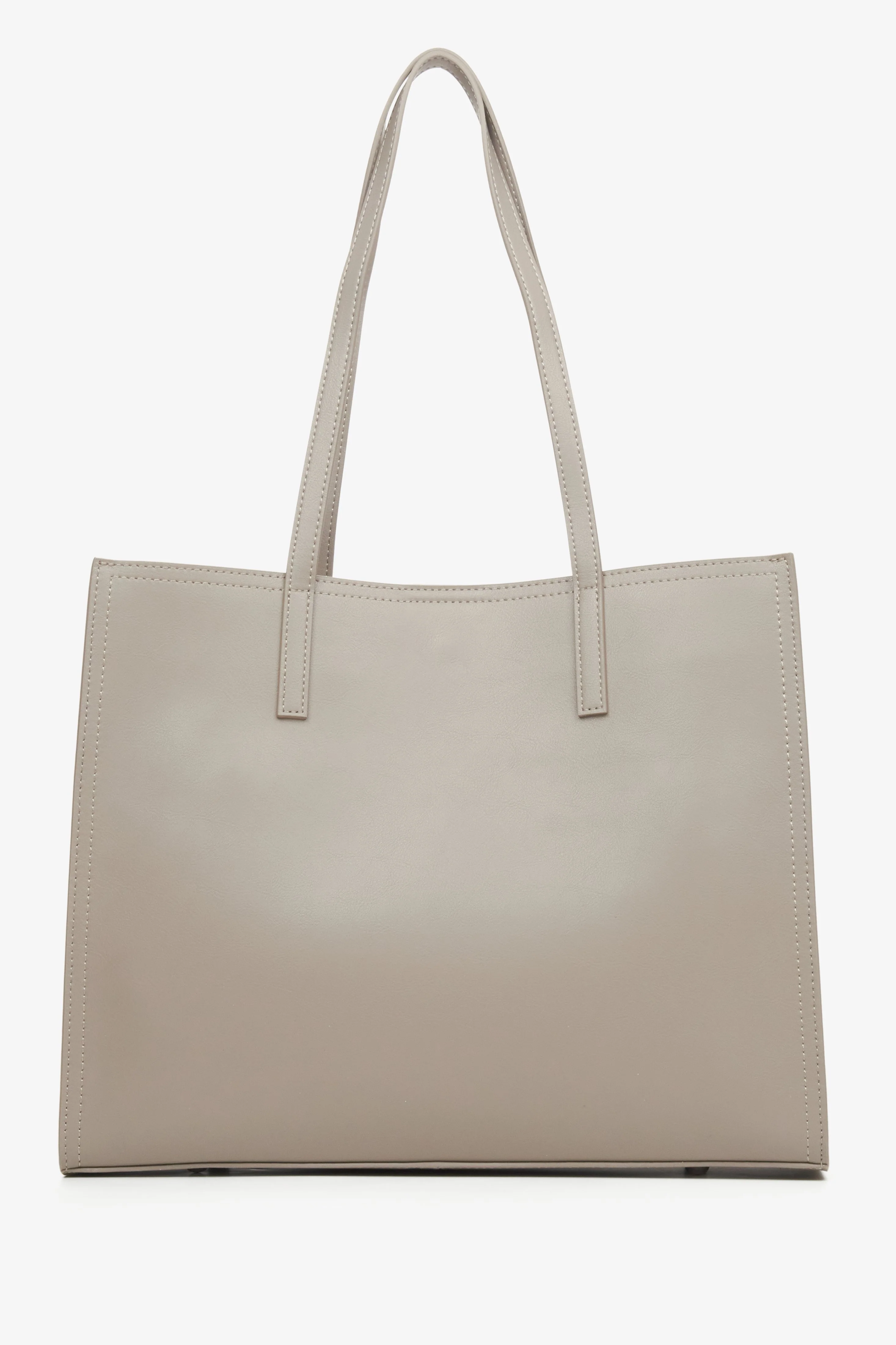 Szara skórzana torebka damska typu shopper Estro ER00115664 - Image 3