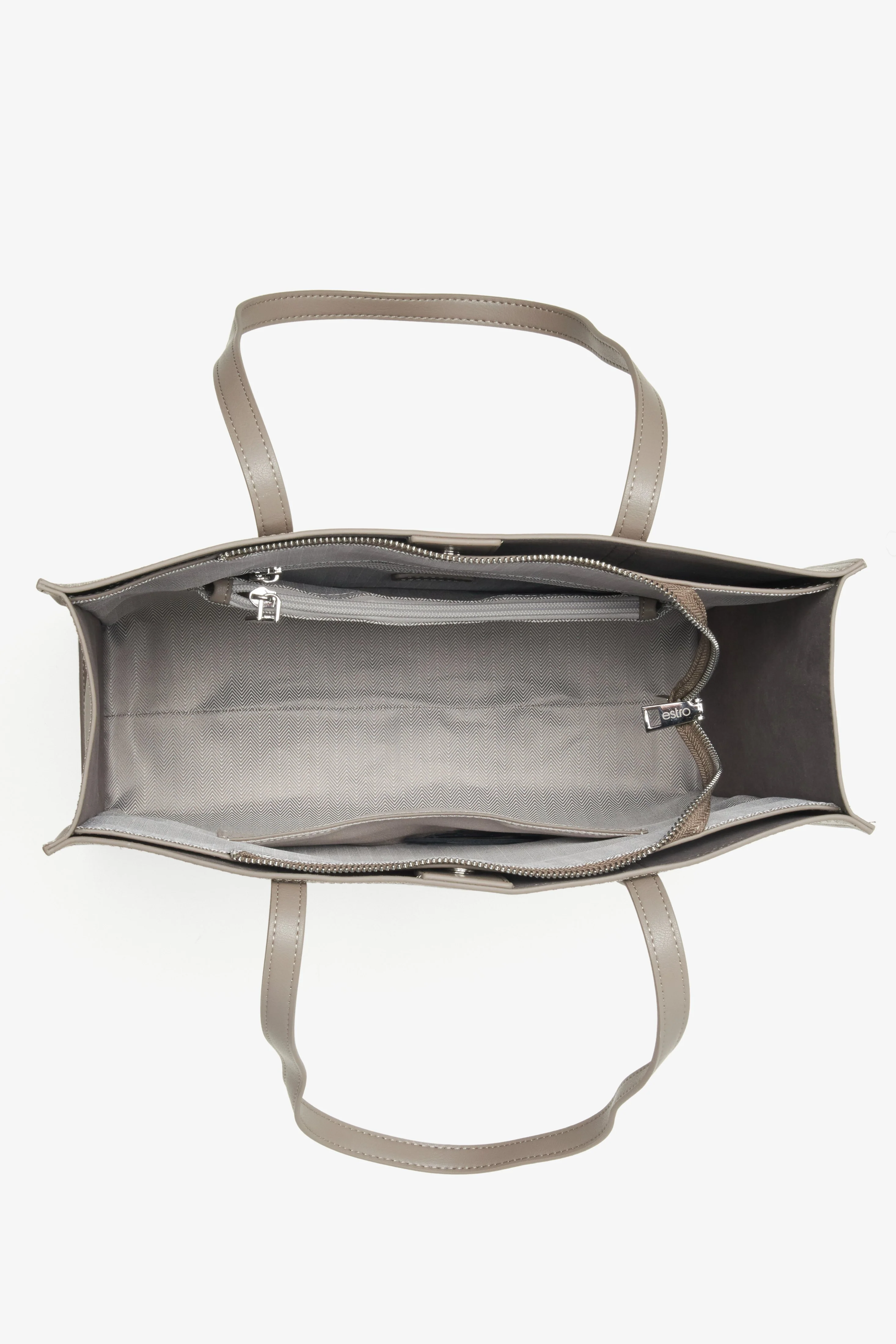 Szara skórzana torebka damska typu shopper Estro ER00115664 - Image 5
