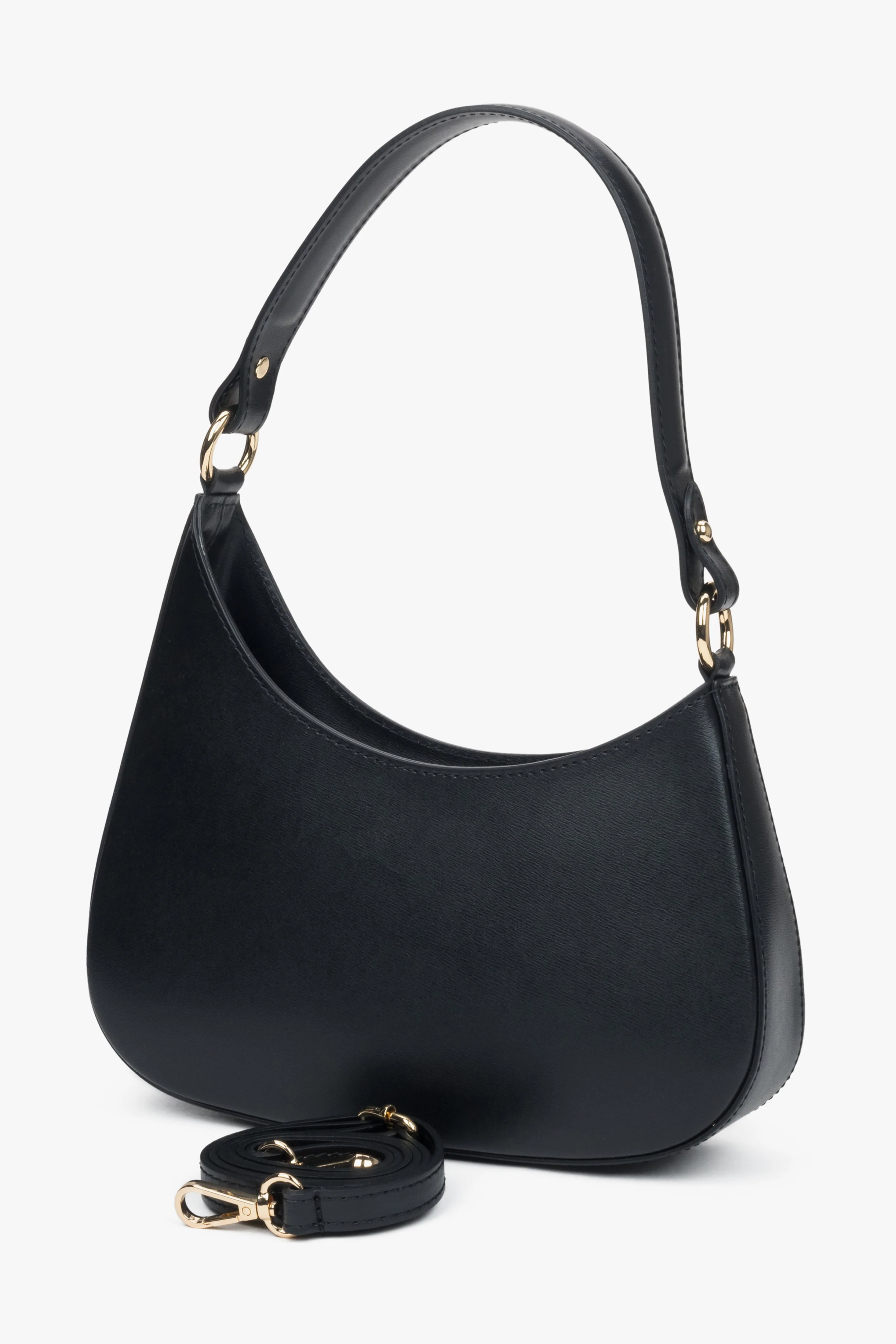 Czarna torebka damska typu shoulder bag z włoskiej skóry naturalnej Premium ER00116374 - Image 2