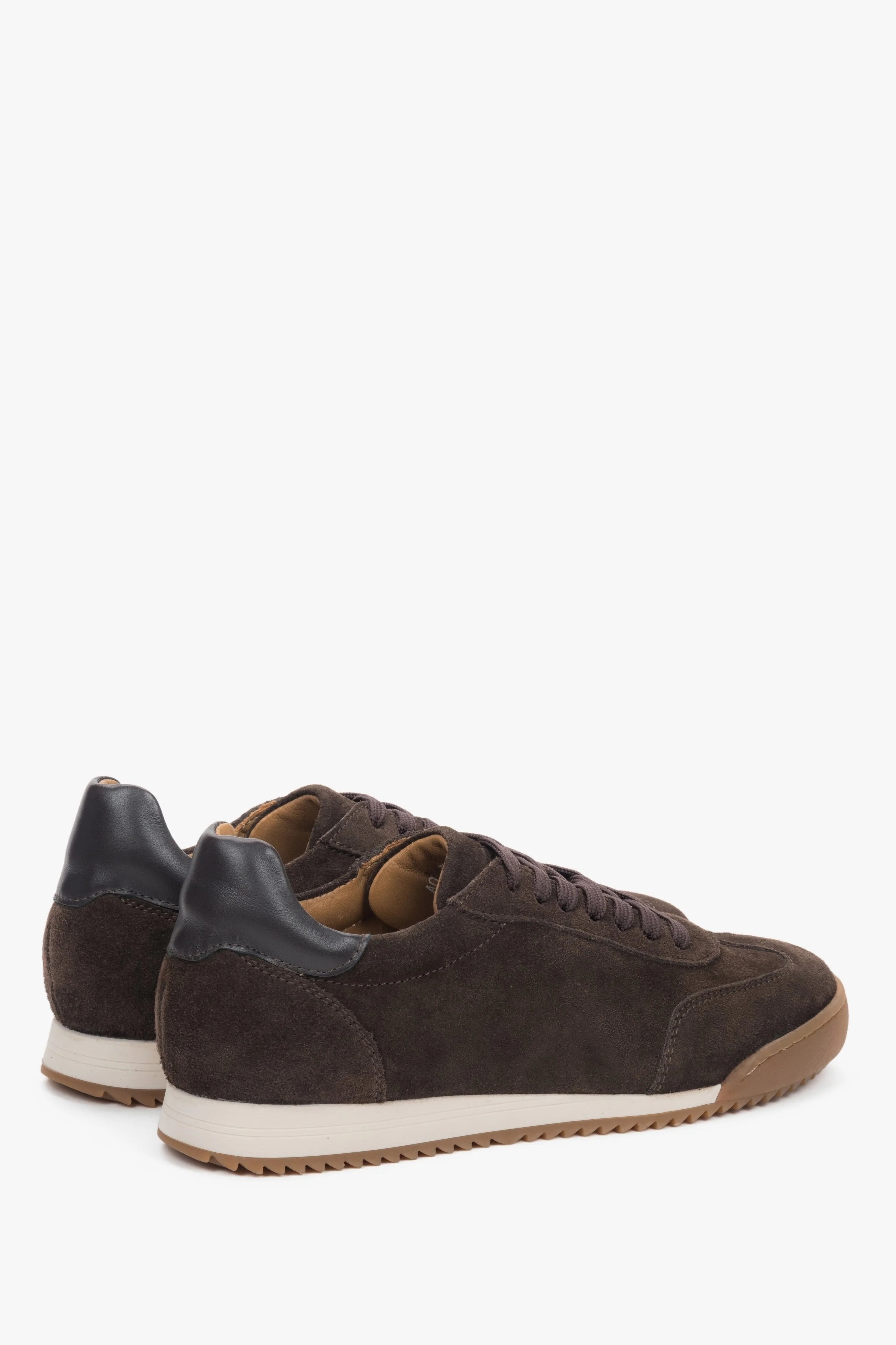 Ciemnobrązowe trampki damskie z włoskiego weluru naturalnego Premium na sprężystej podeszwie Estro ER00118888 - Image 5