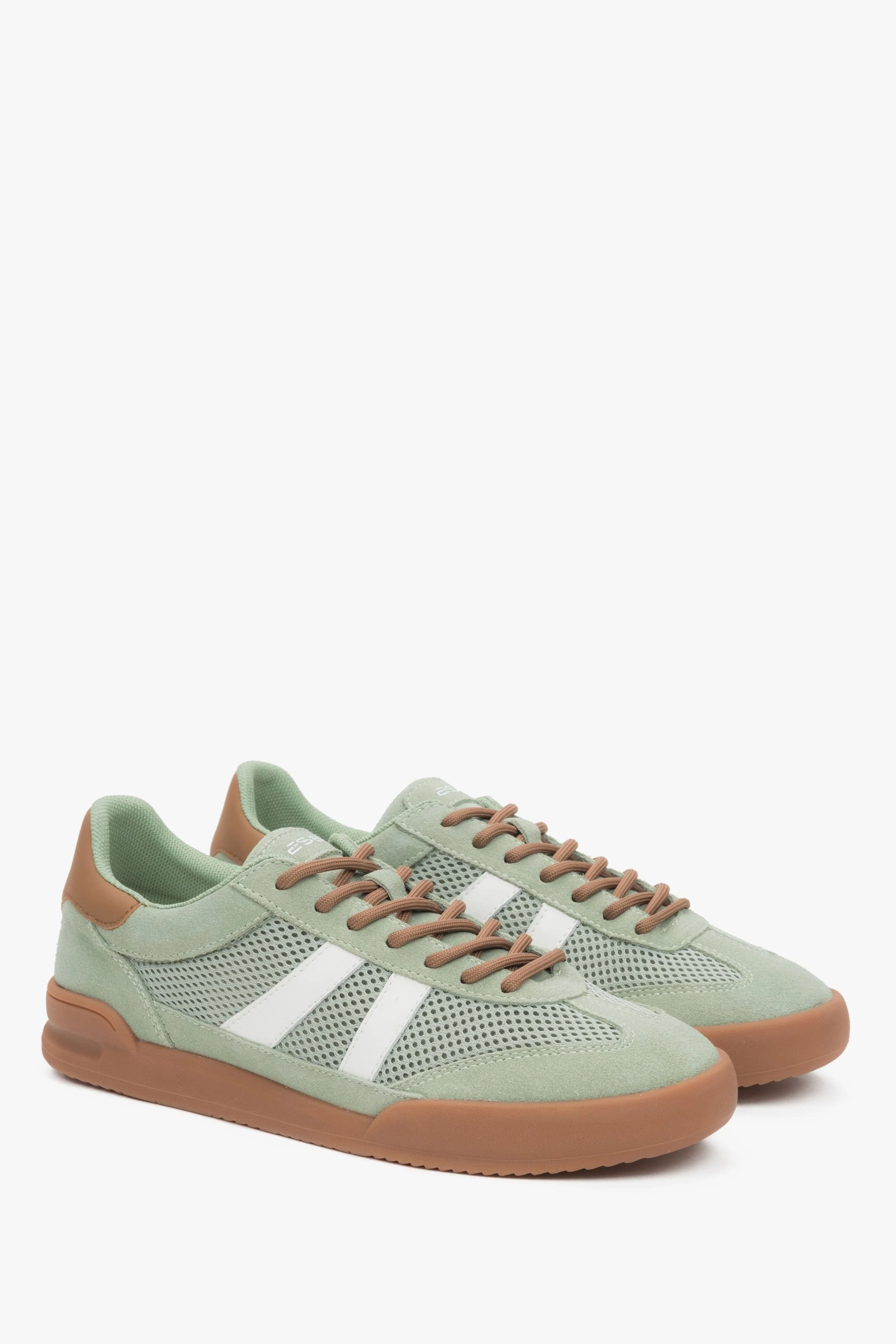 Zielone trampki damskie z weluru naturalnego i przewiewnej siateczki ES8 ER00116896 - Image 3
