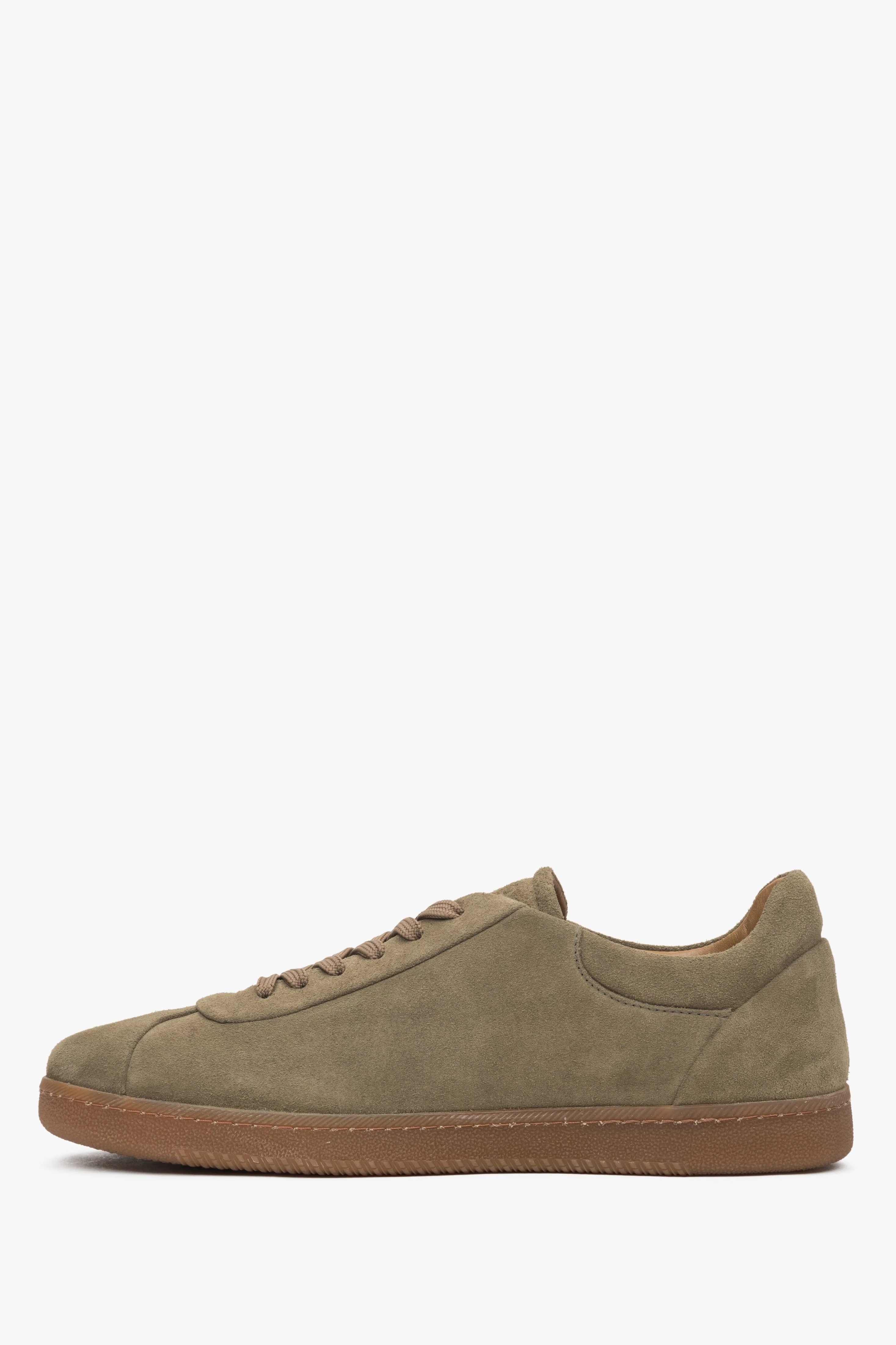 Trampki męskie z włoskiego weluru naturalnego Premium w kolorze khaki Estro ER00117296 - Image 3
