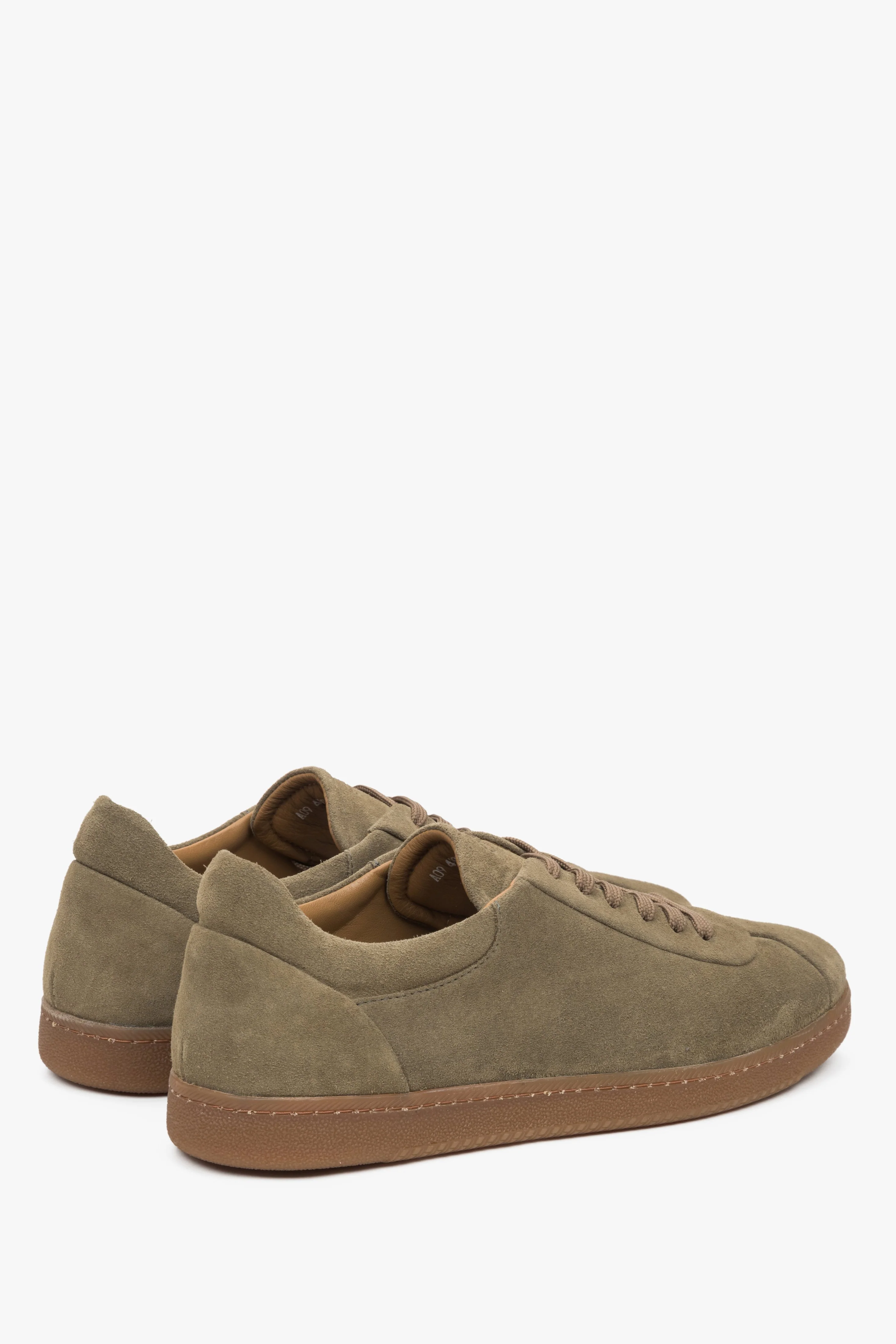Trampki męskie z włoskiego weluru naturalnego Premium w kolorze khaki Estro ER00117296 - Image 5